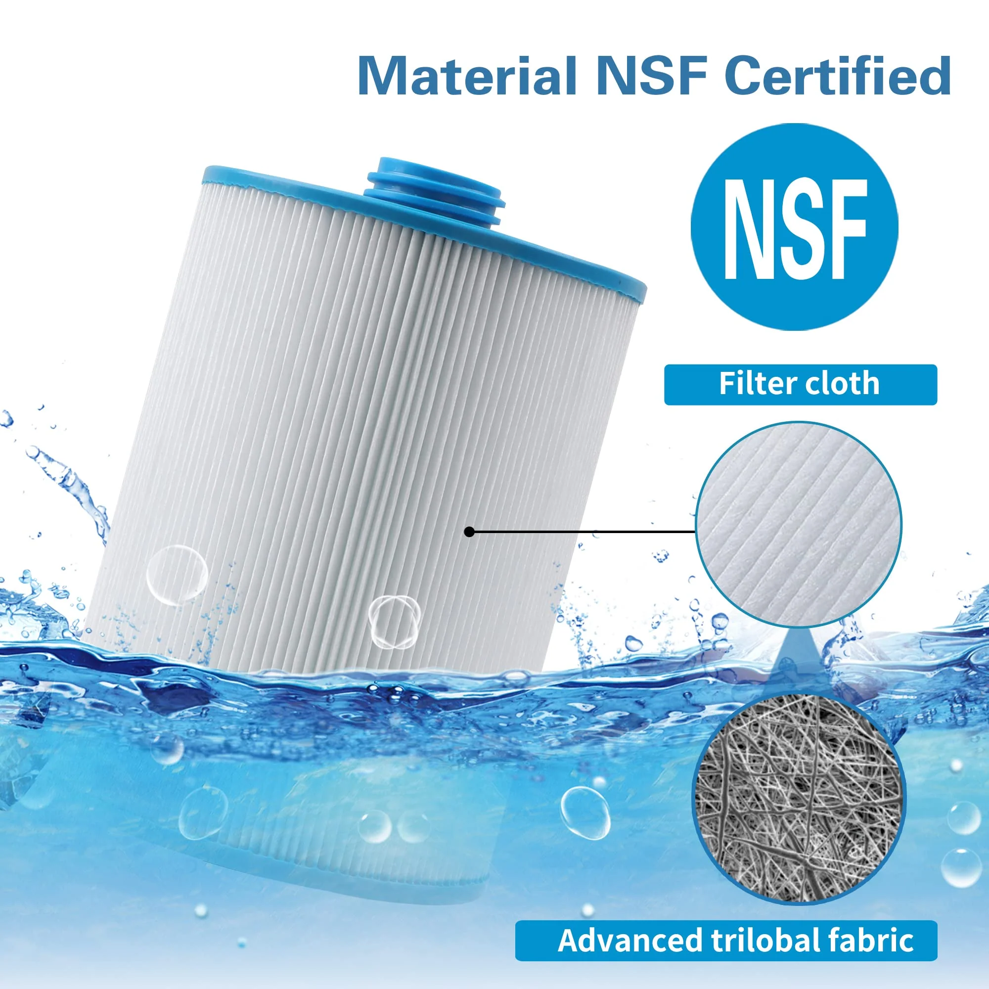 Mamokin PWW50 Spa Filter, Replaces 6CH-940,Filbur FC-0359, 817-0050, 25252, 03FIL1400, PWW50P3(NOT PWW50P4), (1 1/2" Coarse Thread), Waterway Front Access Skimmer, SAE Thread Hot Tub Filter 2 Pack - Image 6