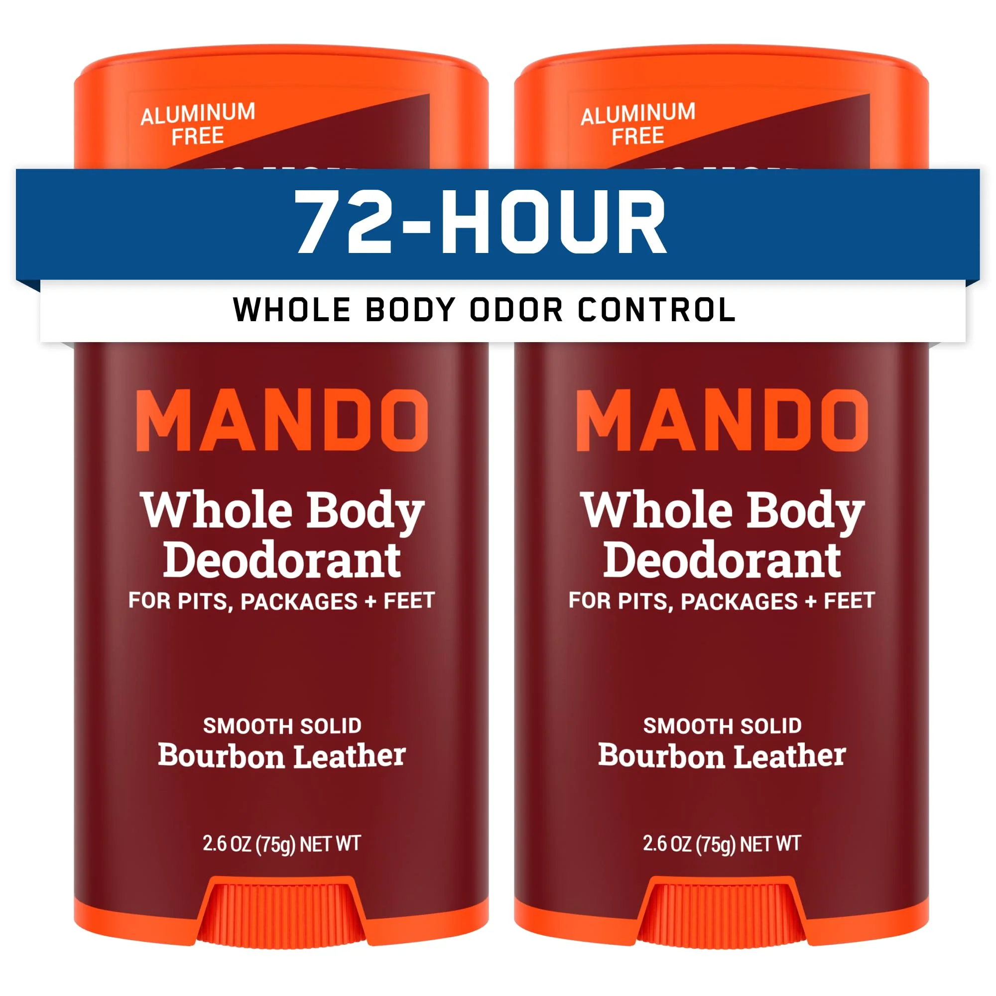 Mando Whole Body Deodorant For Men - Smooth Solid Stick - 72 Hour Odor Control - Aluminum Free, Baking Soda Free, Skin Safe - 2.6 Ounce (Pack of 2) - Bourbon Leather - Image 2