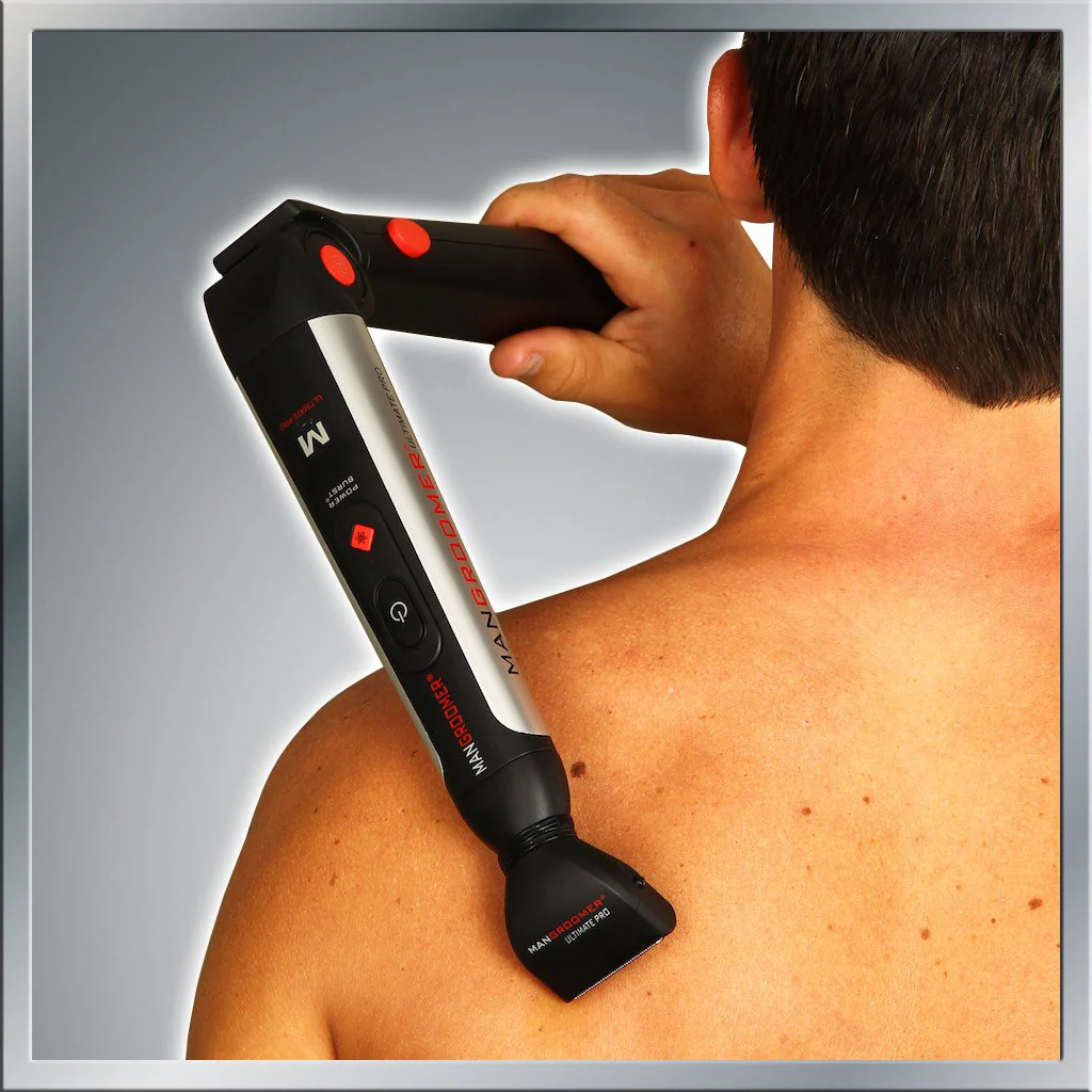 MANGROOMER Ultimate Pro Back Shaver with 2 Shock Absorber Flex Heads, Black and Red, 1 Count - Image 5
