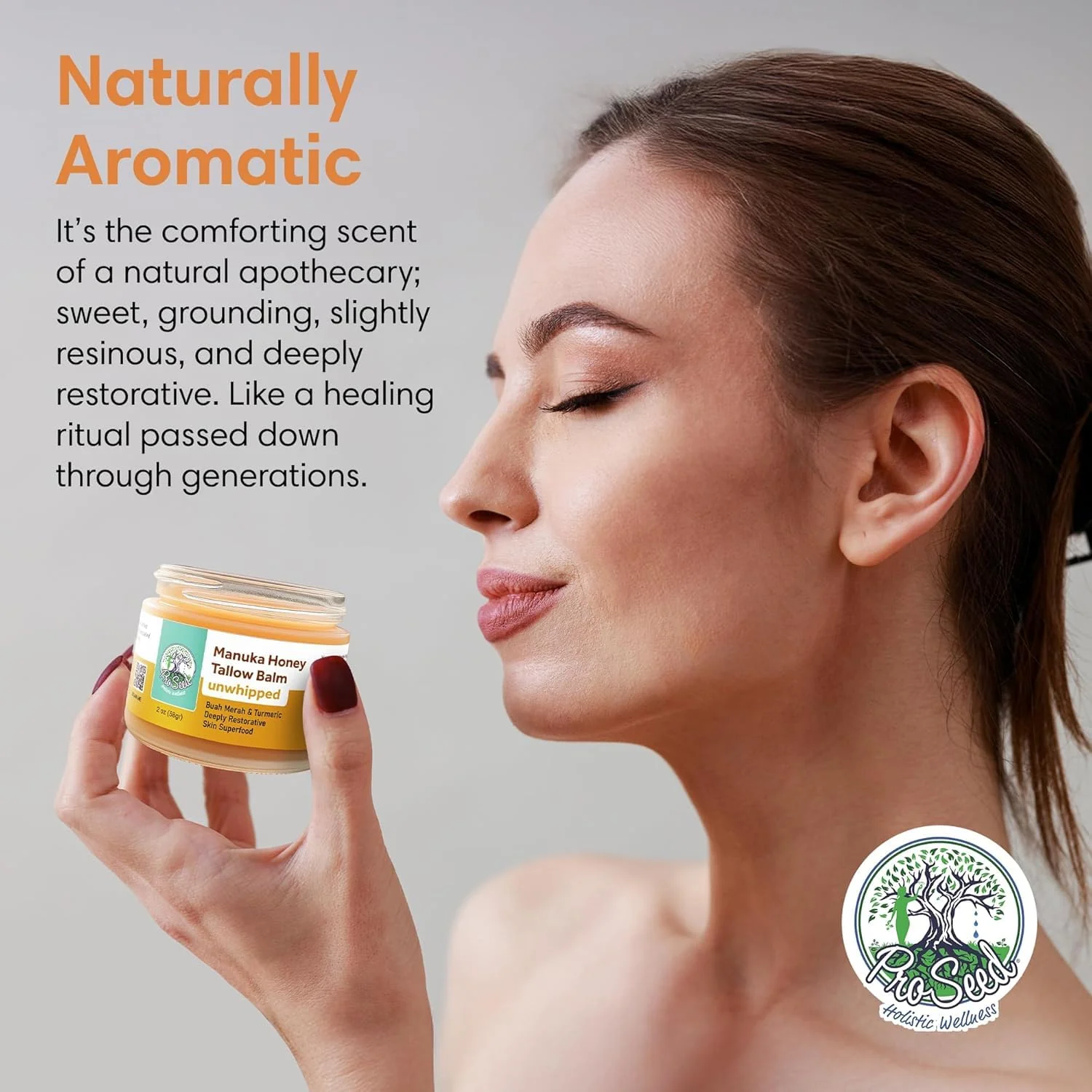 Manuka Honey Unwhipped Tallow Balm – Handmade Grass-Fed Beef Tallow with Frankincense, Vitamin E, Castor Oil, Buah Merah & Turmeric – Hydrates & Nourishes Skin for Men, Women & Kids – 2oz Glass Jar - Image 2