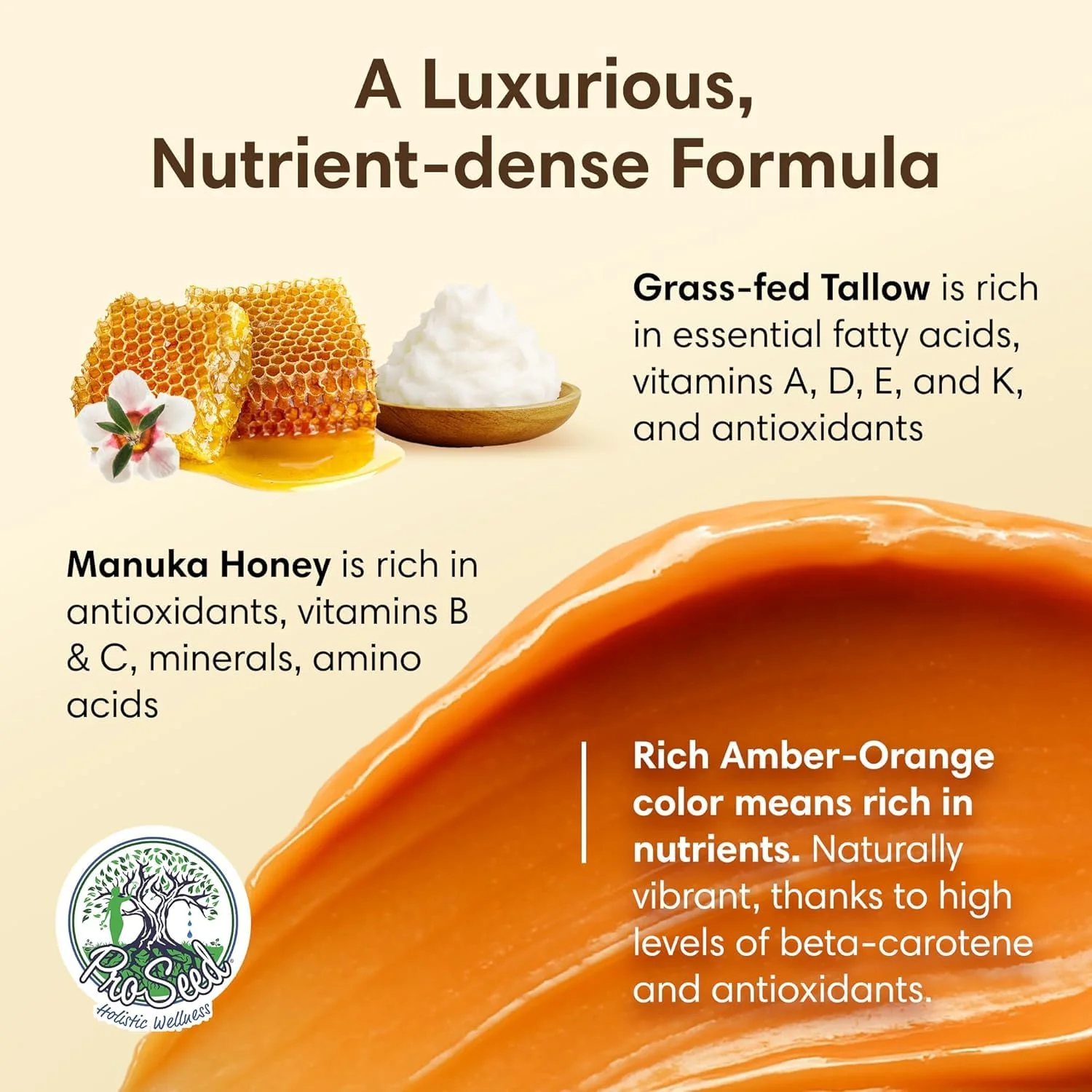 Manuka Honey Unwhipped Tallow Balm – Handmade Grass-Fed Beef Tallow with Frankincense, Vitamin E, Castor Oil, Buah Merah & Turmeric – Hydrates & Nourishes Skin for Men, Women & Kids – 2oz Glass Jar - Image 6