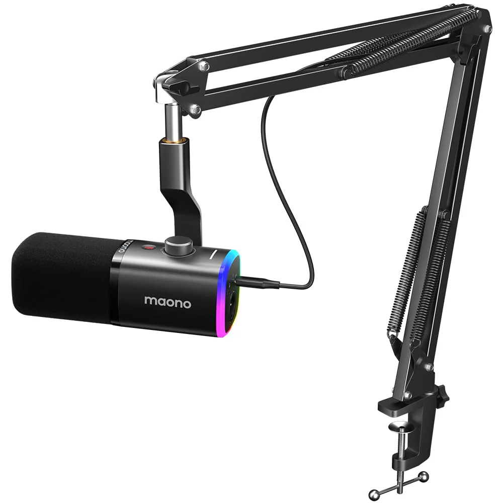 MAONO XLR/USB Gaming Microphone for PC, Dynamic Computer Mic for Streaming Podcasting, Noise Reduction, Mute, Volume Control, RGB Boom Mic for Vocal Recording,Voice-Over, PD100XS Black - Image 2