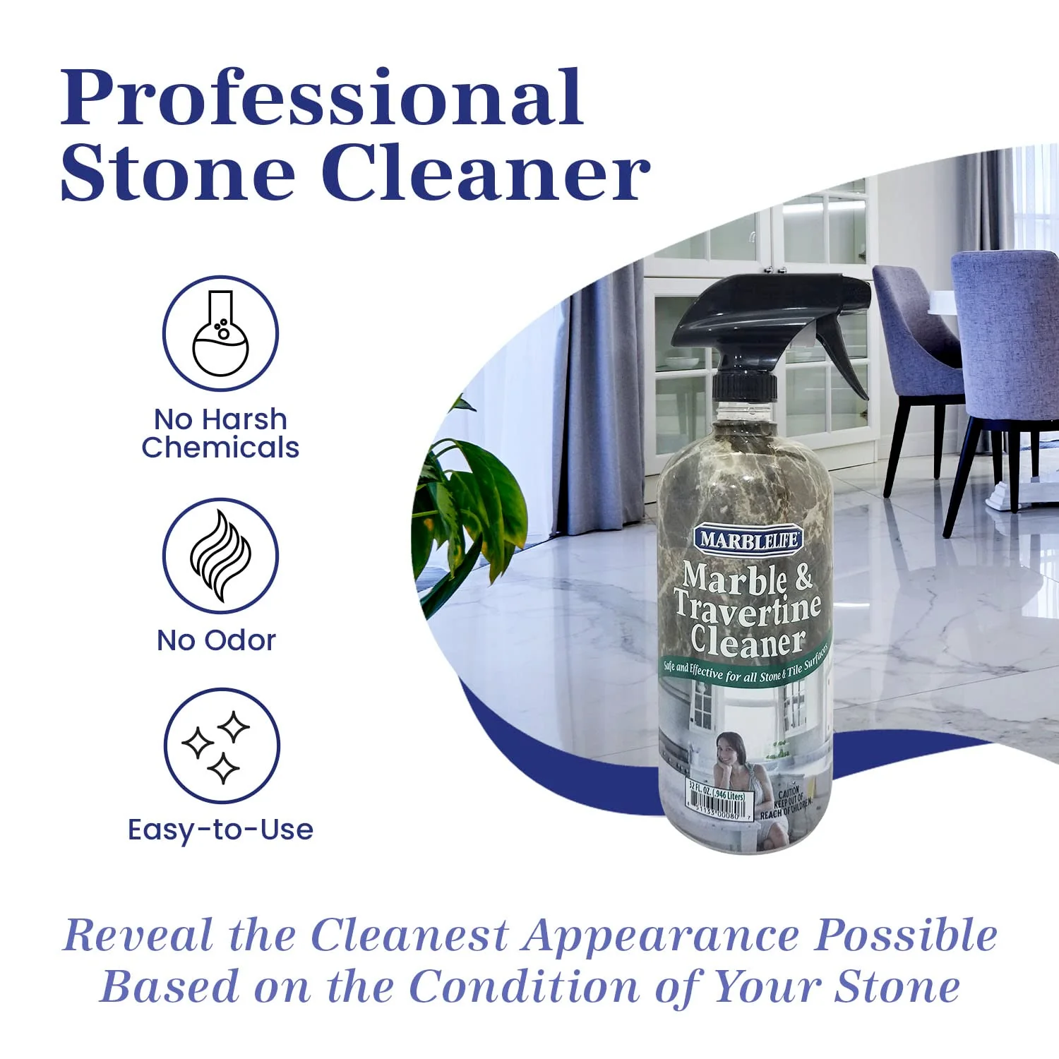 Marblelife InterCare Marble and Travertine, Natural Stone & Terrazzo Liquid Cleaner, Shower & Tile Surface Care, Floor, Walls & Countertop Cleaner and Degreaser, 32 oz - Image 6