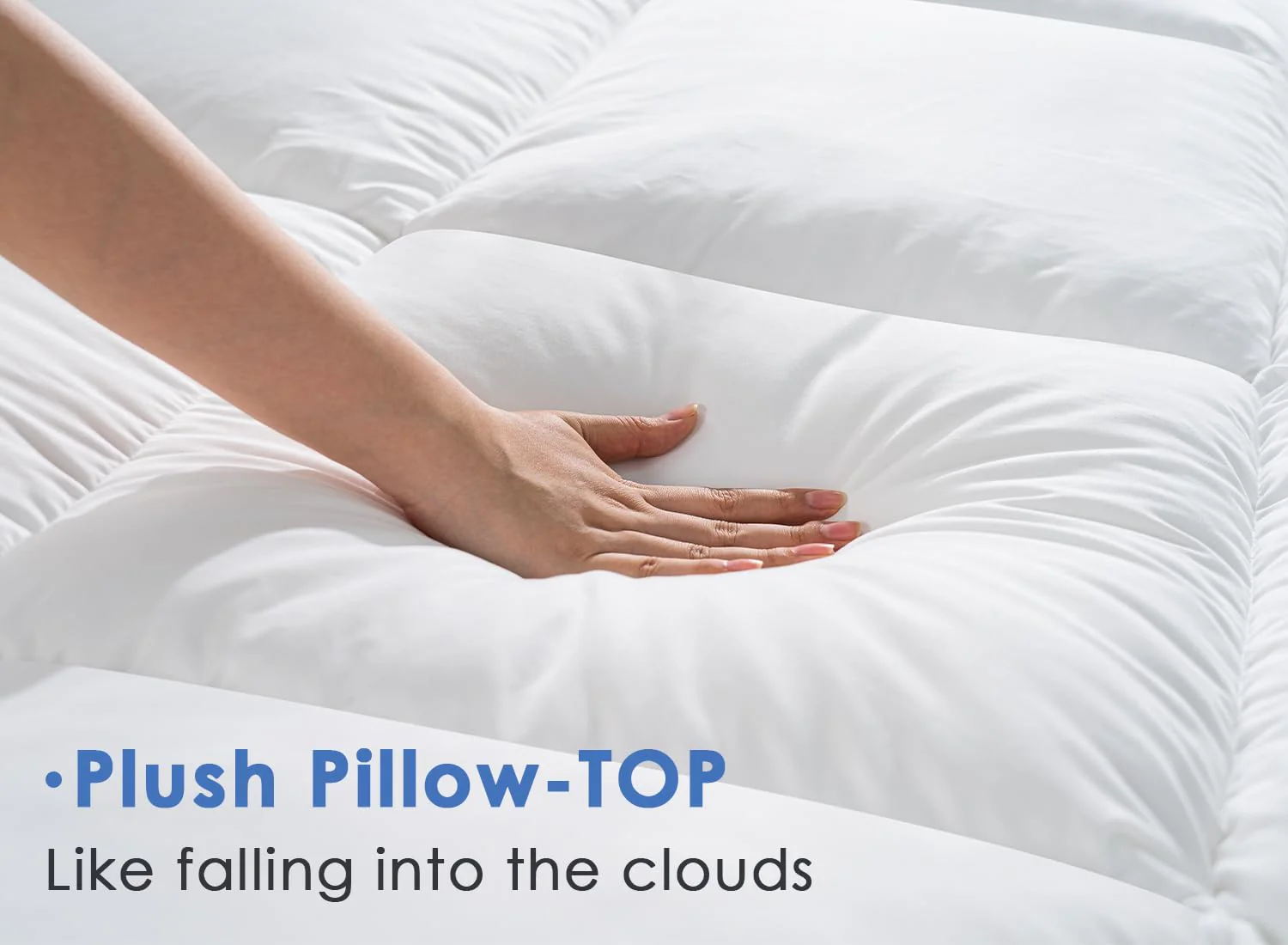 Marine Moon Mattress Topper Queen, Cooling Pillow Top Mattress Topper, Extra Thick Plush Mattress Pad Cover, Overfilled with 7D Down Alternative, Relief Back Pain, Soften Hard Mattress, 80'' x 60'' - Image 4
