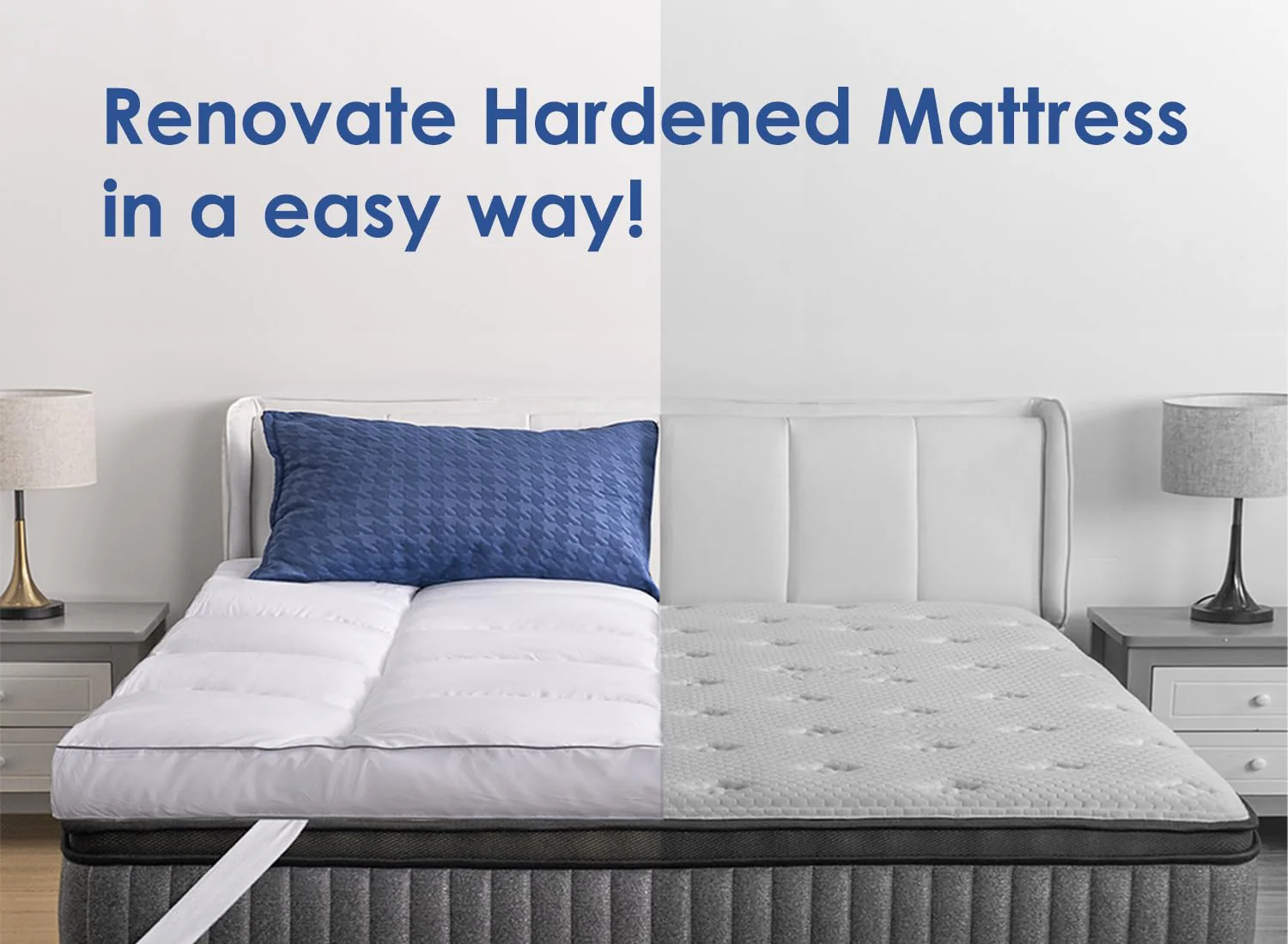 Marine Moon Mattress Topper Queen, Cooling Pillow Top Mattress Topper, Extra Thick Plush Mattress Pad Cover, Overfilled with 7D Down Alternative, Relief Back Pain, Soften Hard Mattress, 80'' x 60'' - Image 7