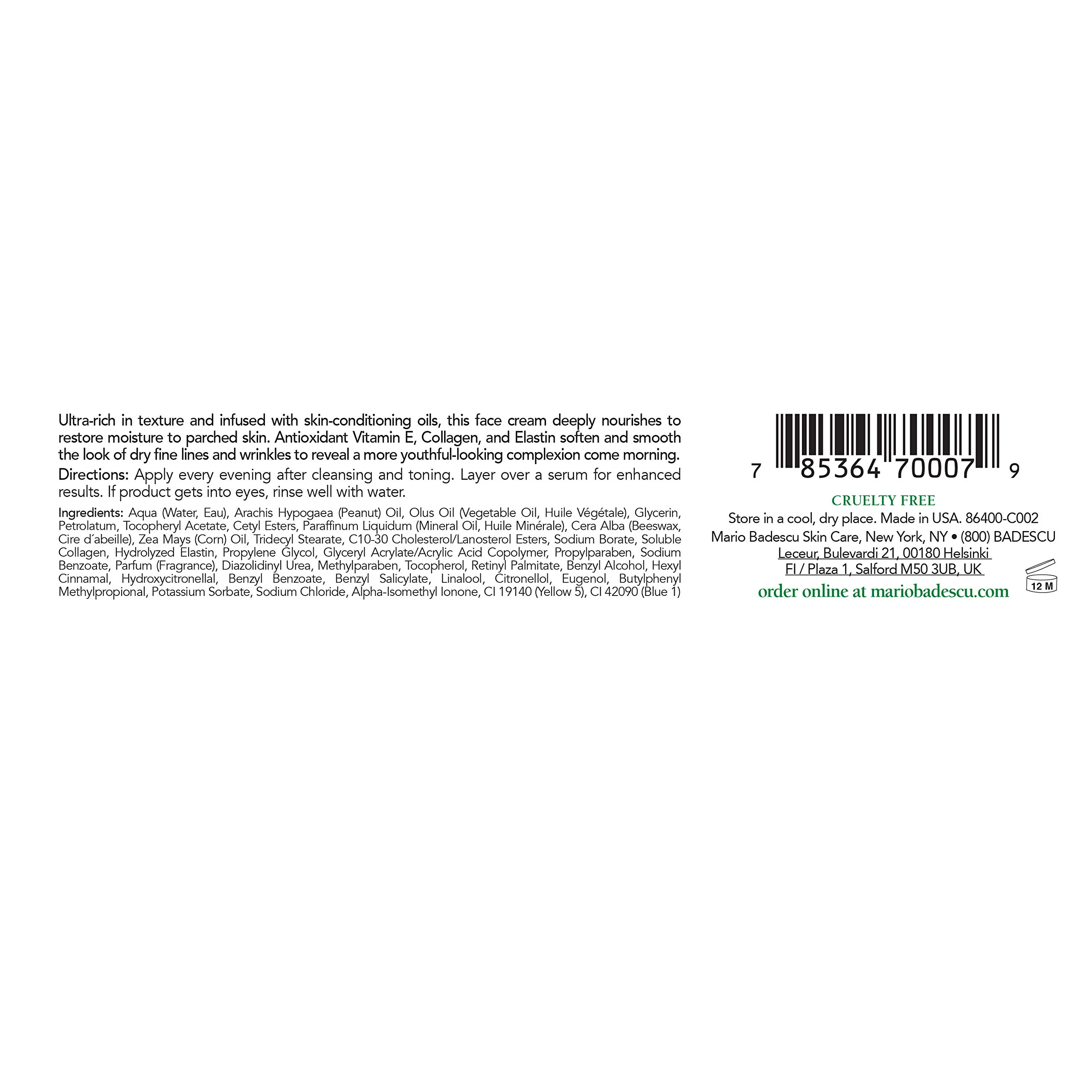 Mario Badescu Elasto-Collagen Night Cream, Anti Aging Collagen Cream for Dry or Sensitive Skin, Facial Skin Care Infused with Vitamin E Moisturizer, 1 Oz - Image 4