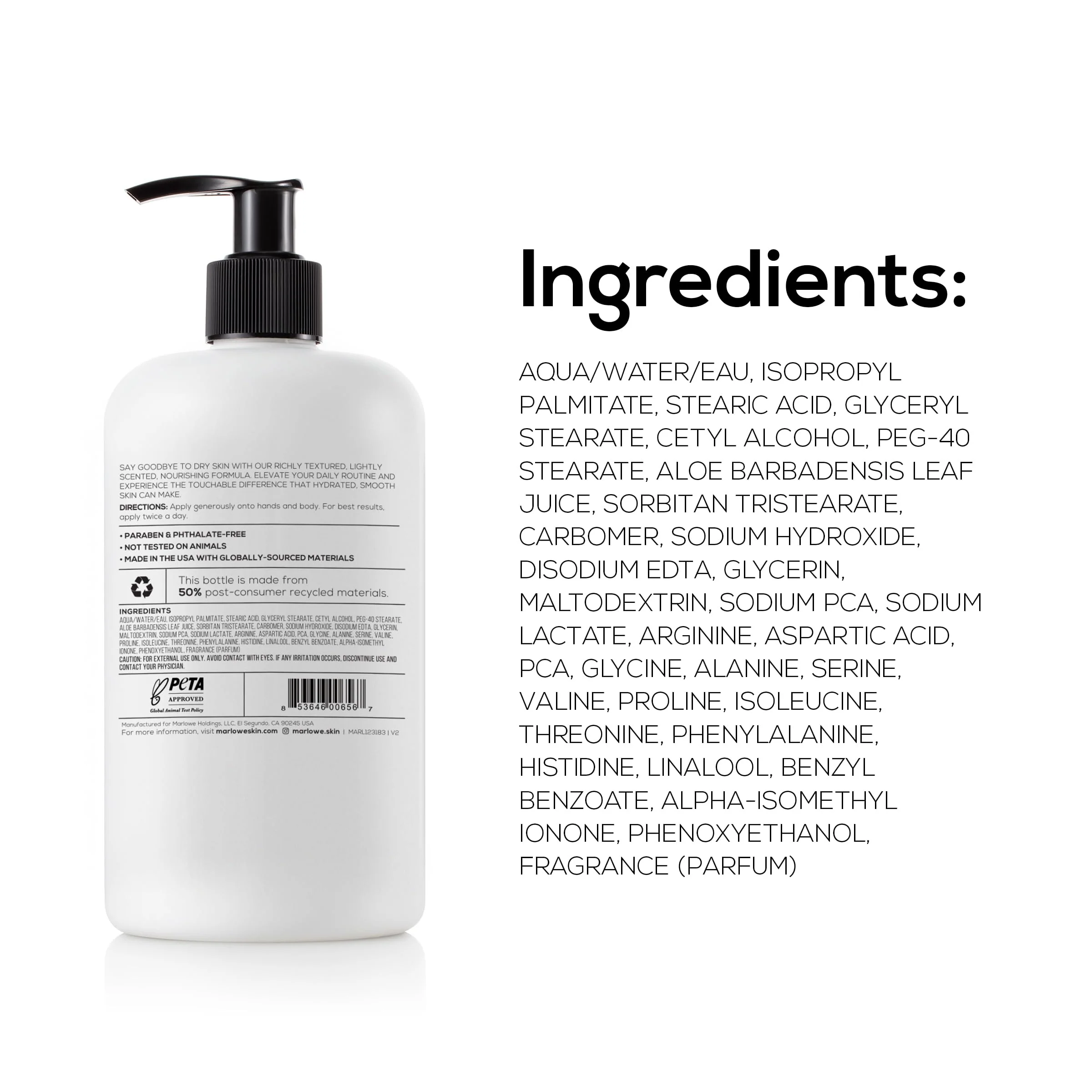 MARLOWE. No. 002 Body Lotion for Men, 15 oz Pump, Original, Revitalizing Dry Skin Lotion with Aloe Vera & Amino Acids, Hydrates & Nourishes, Lightly Scented - Image 2