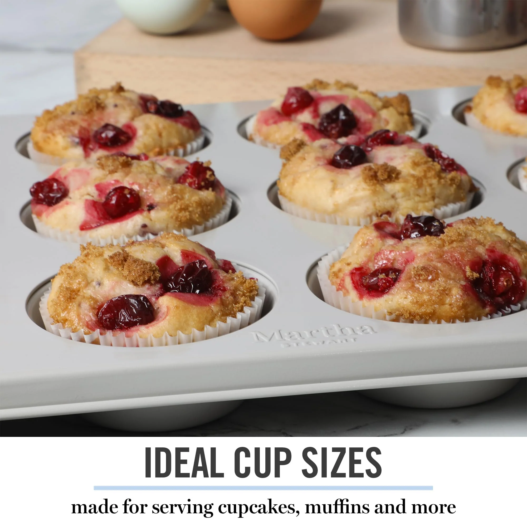 Martha Stewart Gallen 12 Cup Nonstick Carbon Steel Muffin/Cupcake Pan - Cool Grey - Image 3