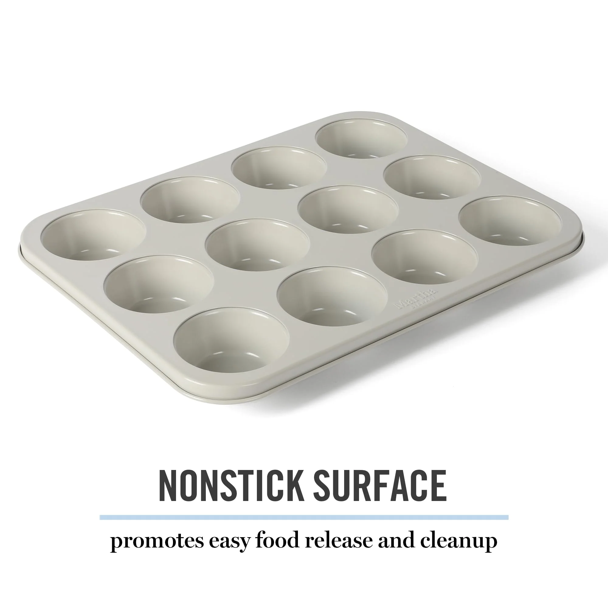 Martha Stewart Gallen 12 Cup Nonstick Carbon Steel Muffin/Cupcake Pan - Cool Grey - Image 6