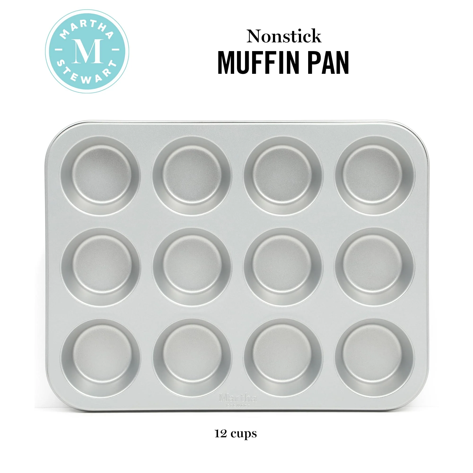 Martha Stewart Gallen 12 Cup Nonstick Carbon Steel Muffin/Cupcake Pan - Silver - Image 7