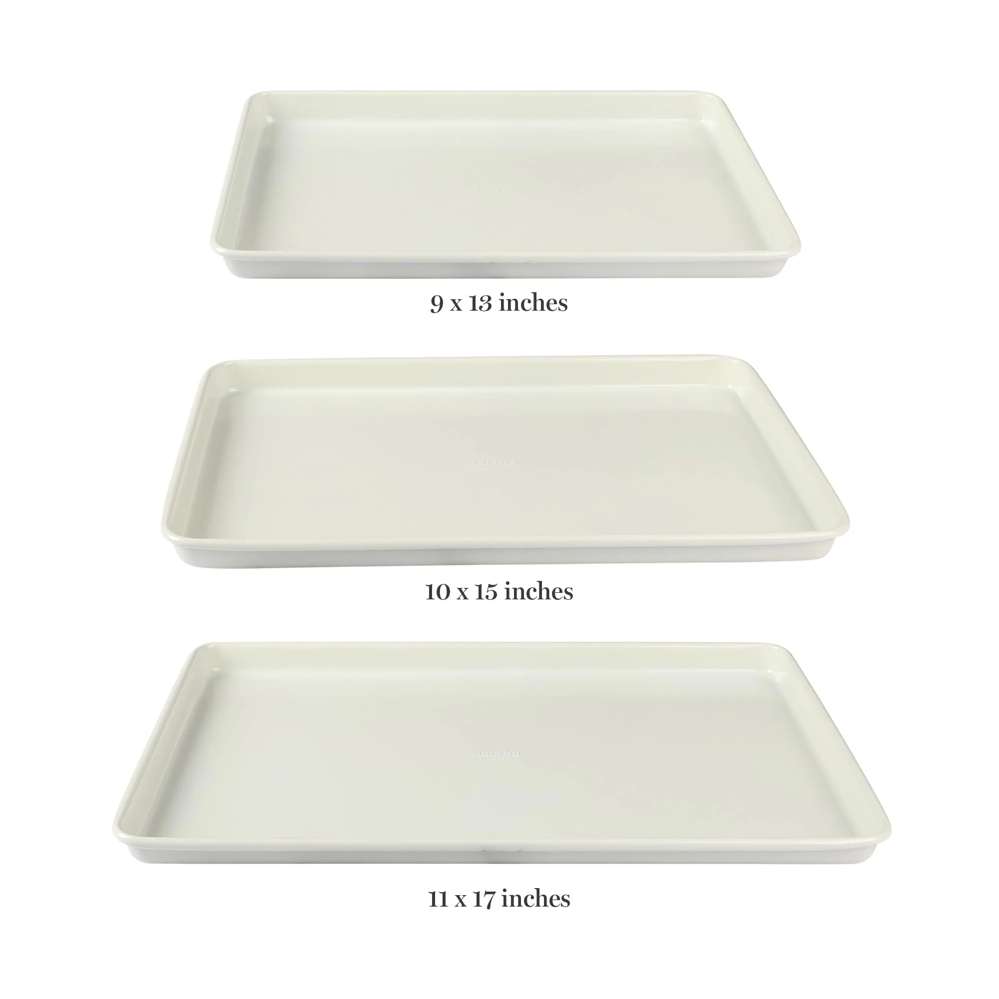 Martha Stewart Gallen 3-Piece Cookie Sheet Set – 13", 15", 17" Baking Pans, Ceramic Nonstick, PFA-Free, Carbon Steel – Oven Safe to 450°F, Warp-Resistant, Easy to Clean - Linen White - Image 5