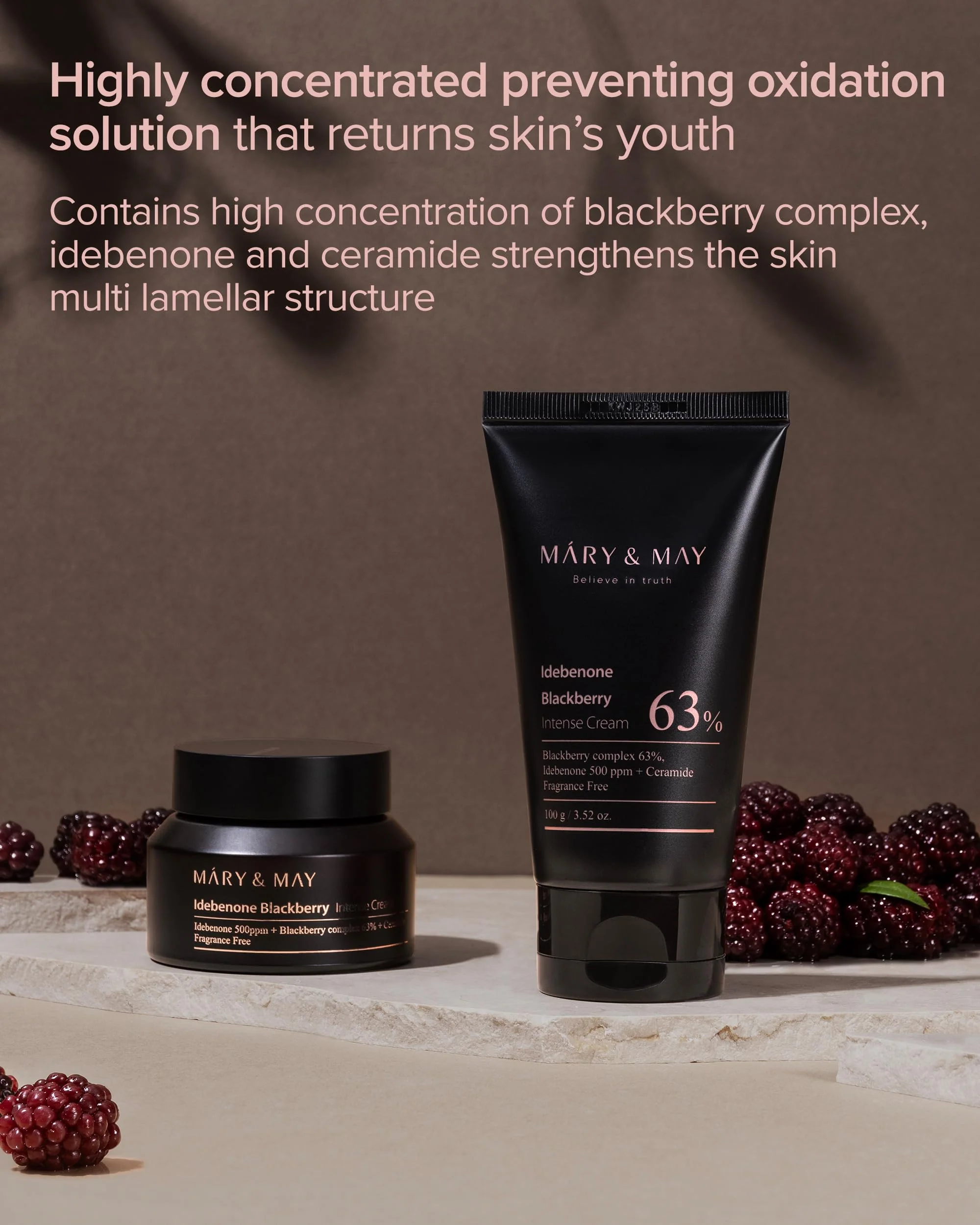 Mary&May Idebenone Blackberry Cream | Antioxidant Korean Moisturizer with 5 Ceramides & Hyaluronic Acid | Skin Barrier Repair & 48H Hydration | For All Skin Types (100g/3.52oz) - Image 8