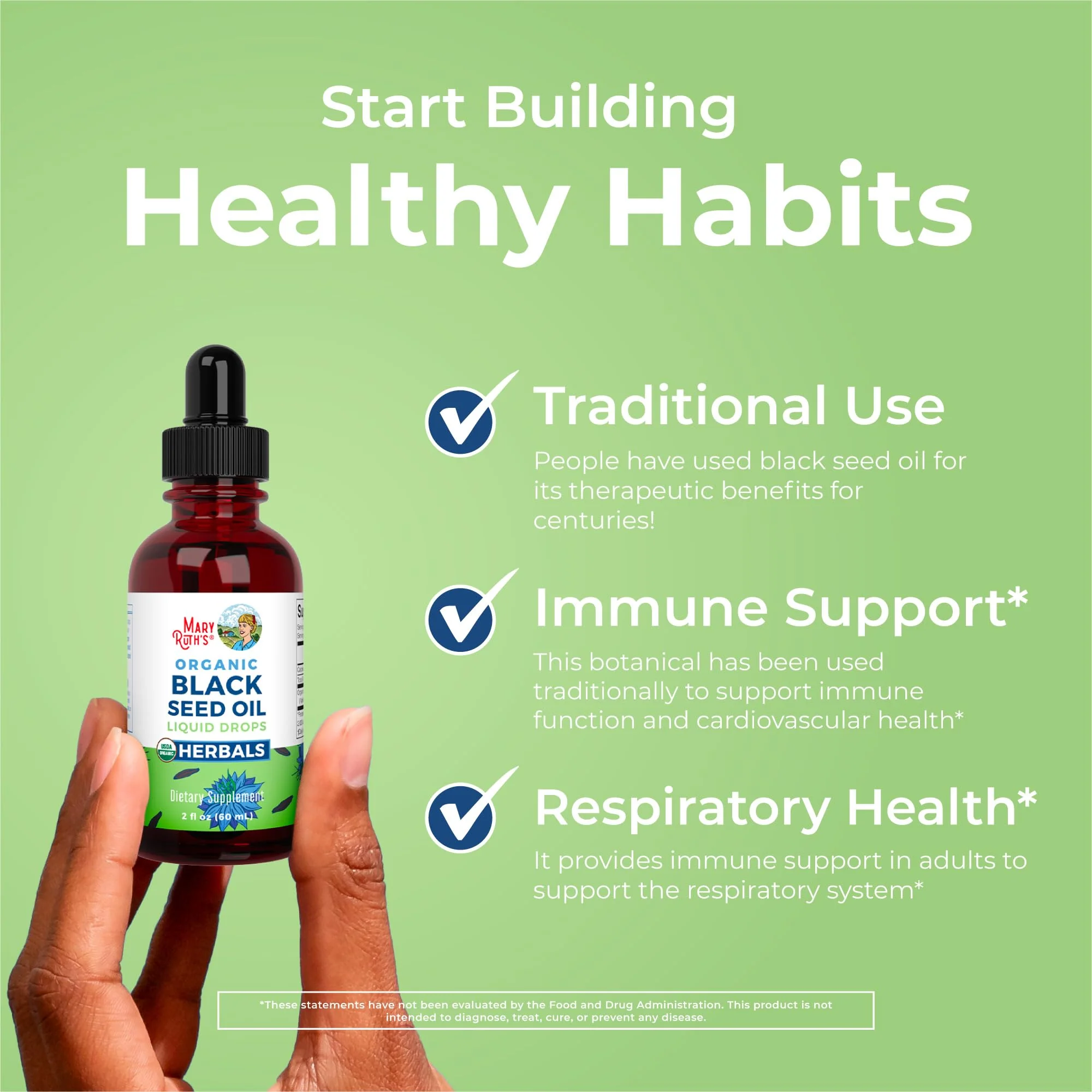 MaryRuth Organics Black Seed Oil Liquid Drops Cold Pressed | 3 Month Supply | USDA Organic Black Cumin Seed Oil | Immune Support | Respiratory Health | Sugar&Gluten Free | Vegan | Non-GMO | 2 Fl Oz - Image 6