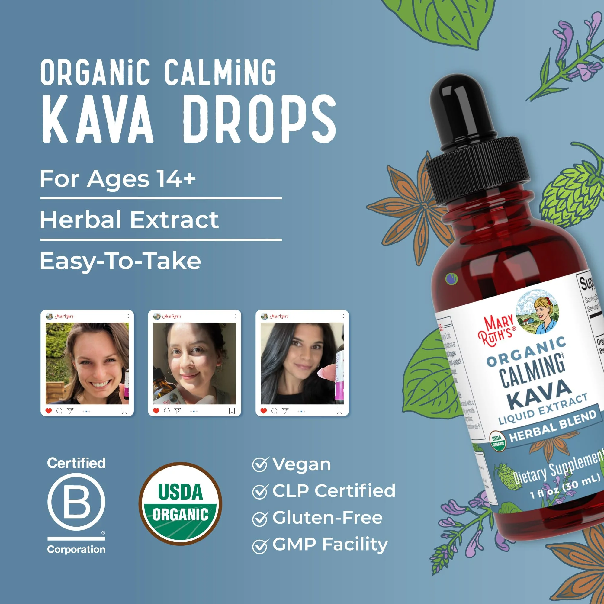 MaryRuth Organics, Herbal Supplement Drop, Calmness & Relaxation, Pack of 1, USDA Kava Root, Sugar/Gluten Free, Support Sleep, Calm & Stress Relief, Vegan, Non-GMO, 30 Servings - Image 3