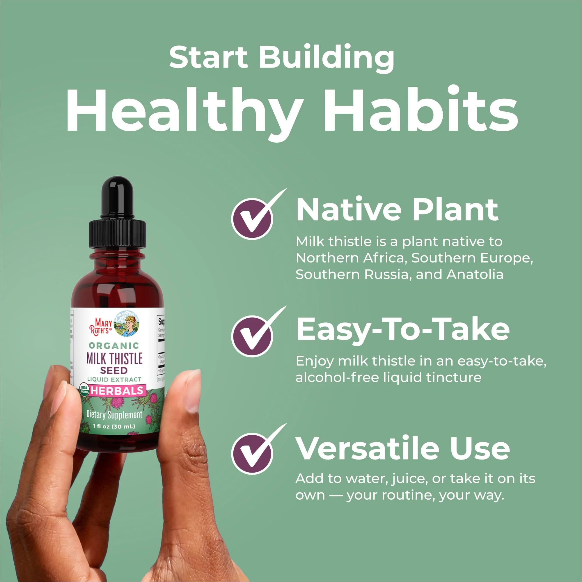 MaryRuth Organics Milk Thistle Seed Liquid Extract Drops, 1 fl oz | 1,190 mg Milk Thistle Seed | Silybum marianum | Alcohol-Free | Vegan | USDA Organic | Non-GMO - Image 3