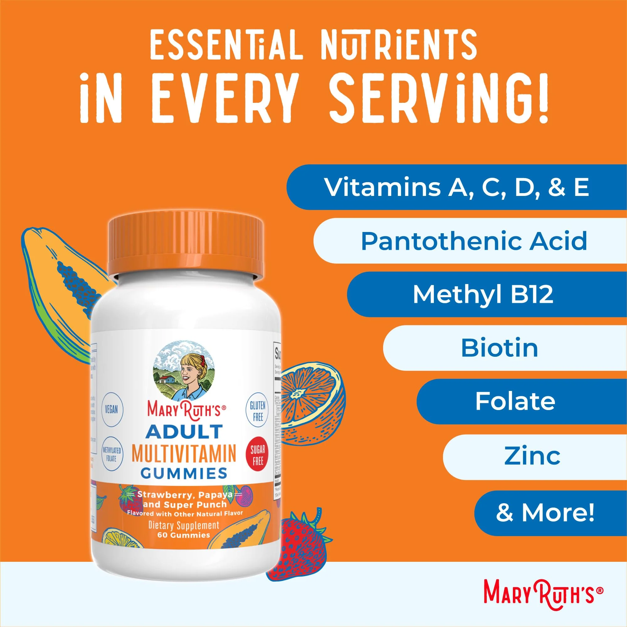 MaryRuth Organics Multivitamin for Women and Men | Sugar Free | Adult Multimineral Gummy with Vitamin C | D and E | B Vitamins | Biotin | Zinc | Vegan | Non-GMO | Gluten Free | 60 Count - Image 3