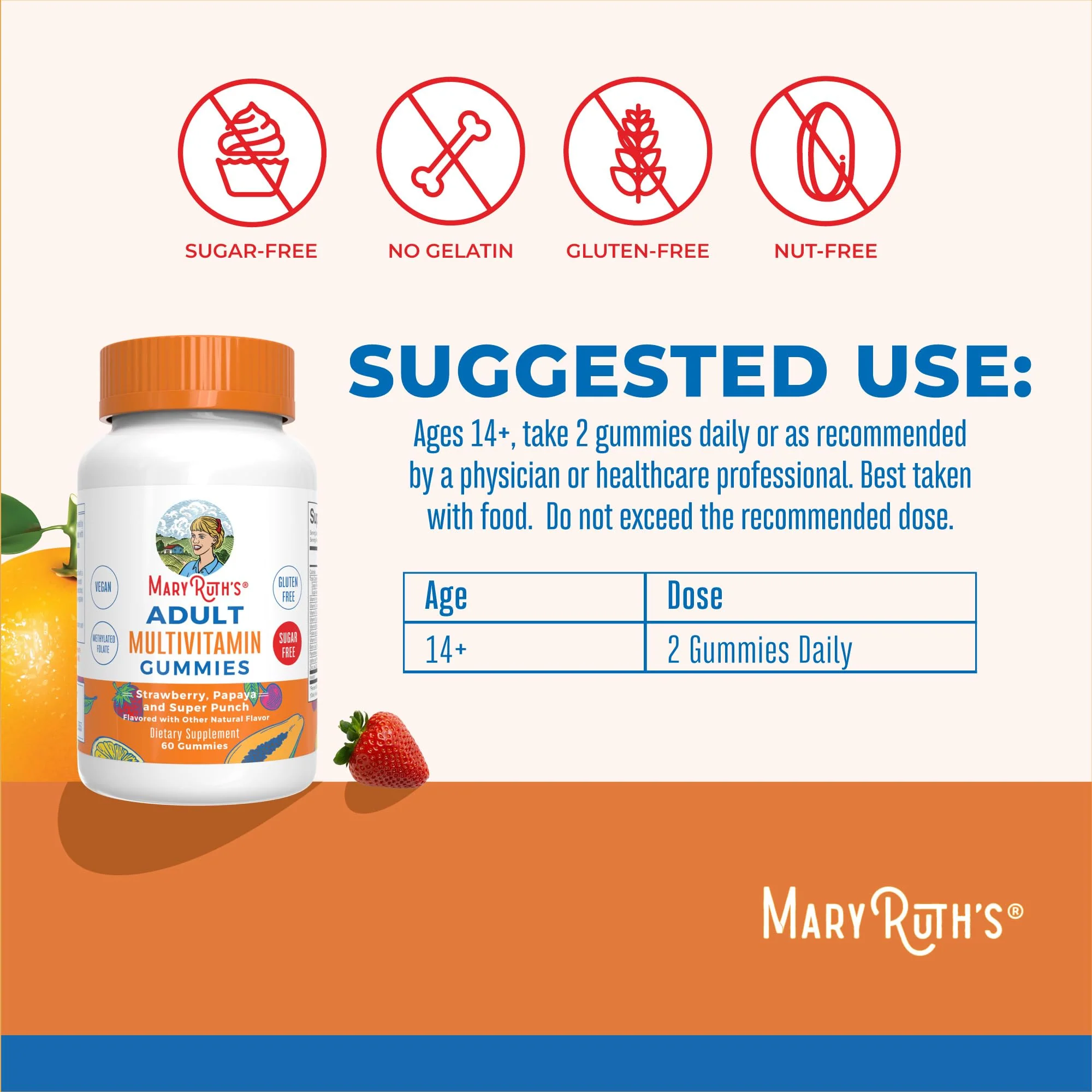 MaryRuth Organics Multivitamin for Women and Men | Sugar Free | Adult Multimineral Gummy with Vitamin C | D and E | B Vitamins | Biotin | Zinc | Vegan | Non-GMO | Gluten Free | 60 Count - Image 8