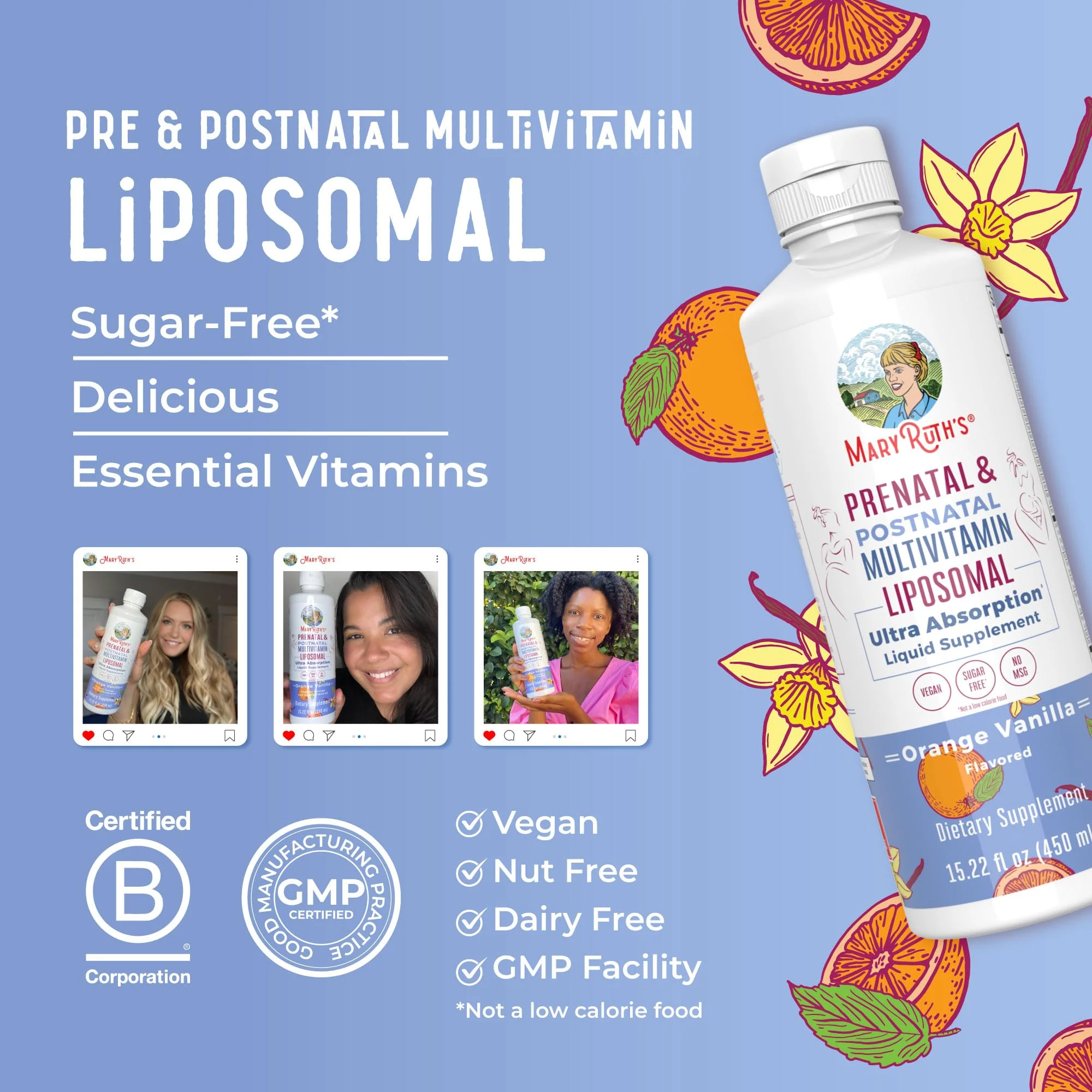 MaryRuth Organics Prenatal & Postnatal Multivitamin for Women | Sugar Free | Formulated for Pre-Conception, Pregnancy & Nursing | Prenatal Vitamins | Vegan | Non-GMO | Gluten Free | 30 Servings - Image 3