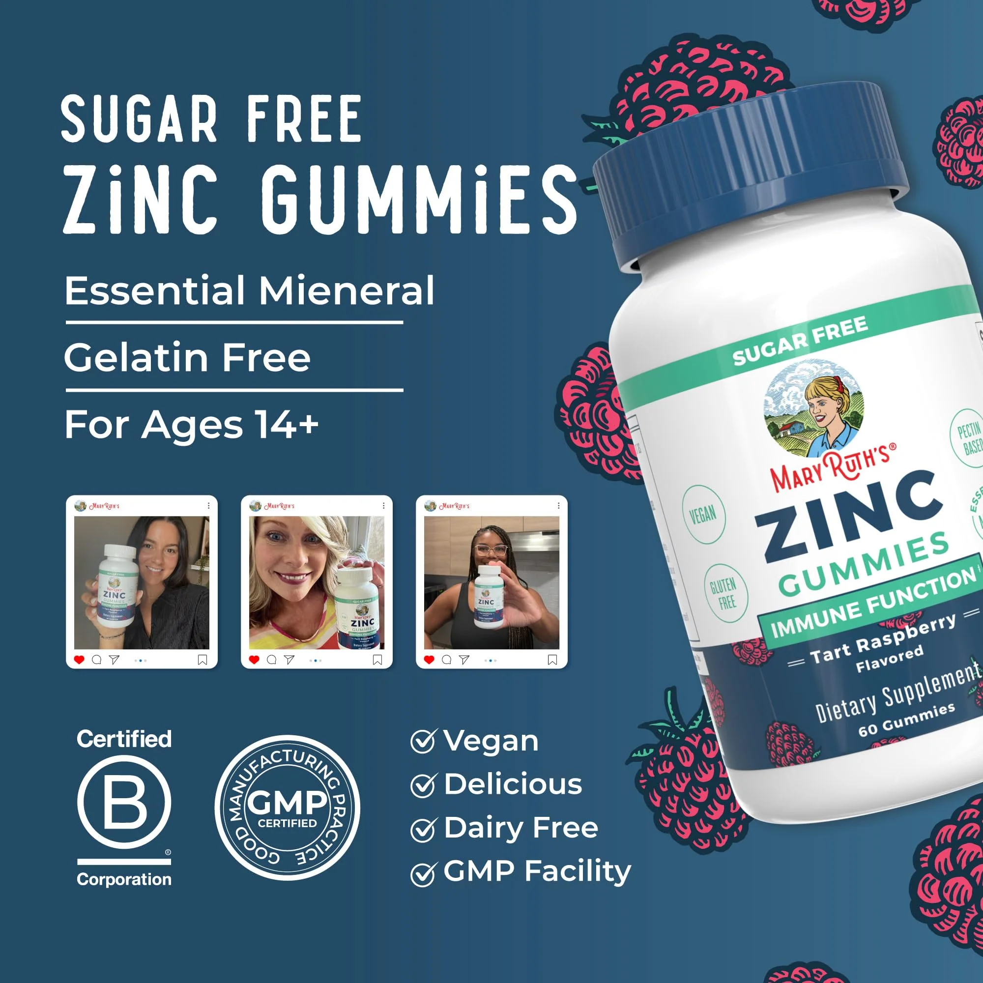 MaryRuth Organics Zinc Gummies | Zinc Supplements | Immune Support Supplement | Essential Mineral | Pectin Based | Overall Health & Wellness | Ages 14 & Up | Vegan | Non GMO | 30 Servings - Image 3