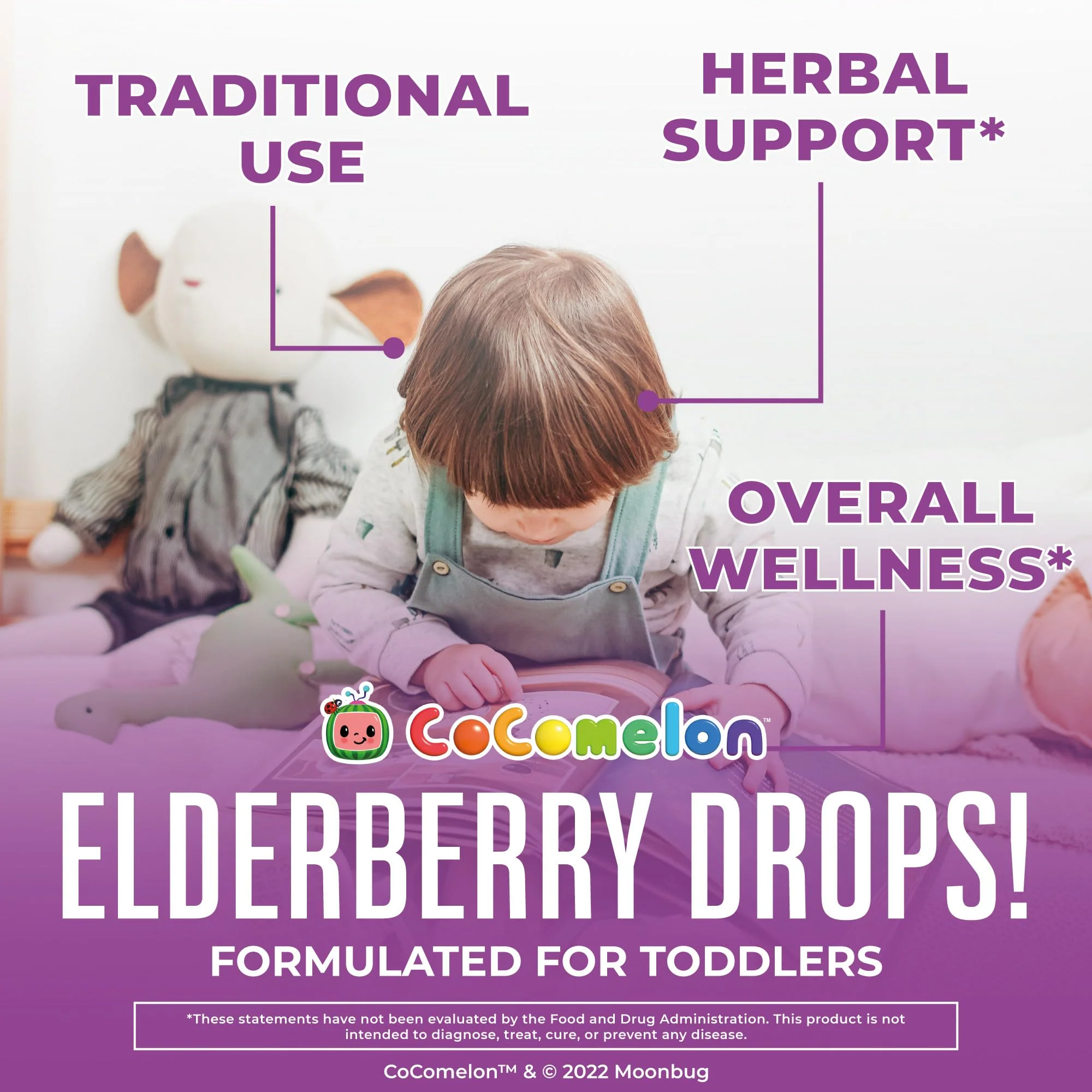 MARYRUTH'S Cocomelon Toddler Elderberry Syrup, USDA Organic Elderberry, Sugar Free Kids Immune Support Supplement for Ages 1-3 Years, Clean Label Project Verified®, Vegan, Gluten Free, 1 Fl Oz - Image 2