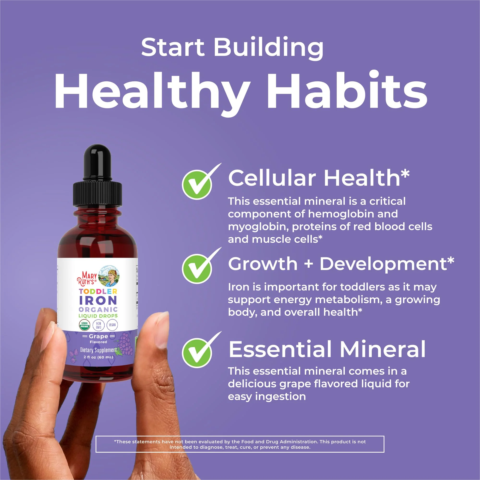 MaryRuth's Iron Supplement for Toddlers | Liquid Iron Supplement for Children Ages 1-3 | Iron Supplement for Iron Deficiency | Ferrochel | Sugar Free | Vegan | Non-GMO | Gluten Free | 2 Fl Oz - Image 5