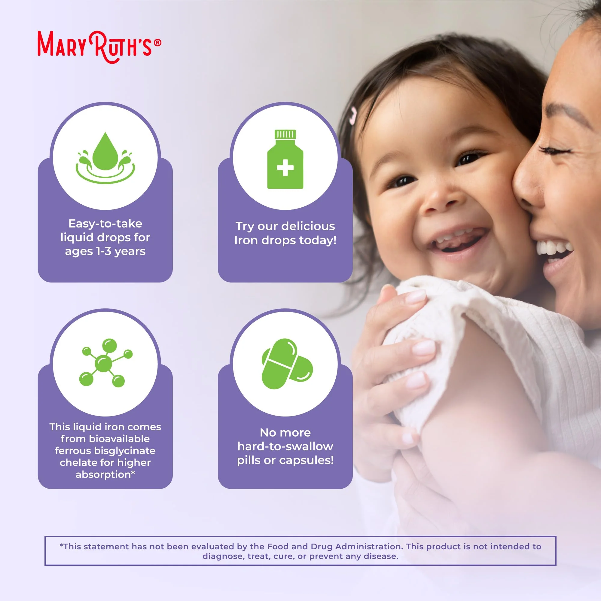 MaryRuth's Iron Supplement for Toddlers | Liquid Iron Supplement for Children Ages 1-3 | Iron Supplement for Iron Deficiency | Ferrochel | Sugar Free | Vegan | Non-GMO | Gluten Free | 2 Fl Oz - Image 6