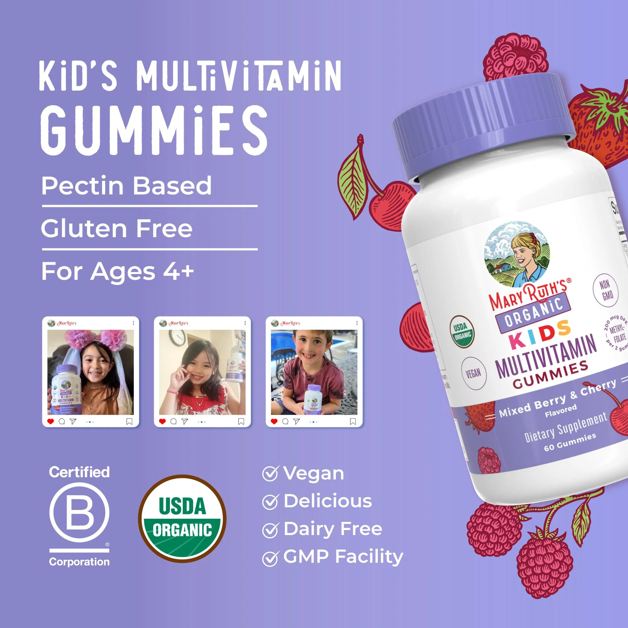 MARYRUTH'S Kids Vitamins | Multi | 1 Month Supply | Multivitamin Gummies for Ages 4+ | Multivitamin for Kids | Vegan | Only 2 Gummies a Day | 60 Count - Image 9
