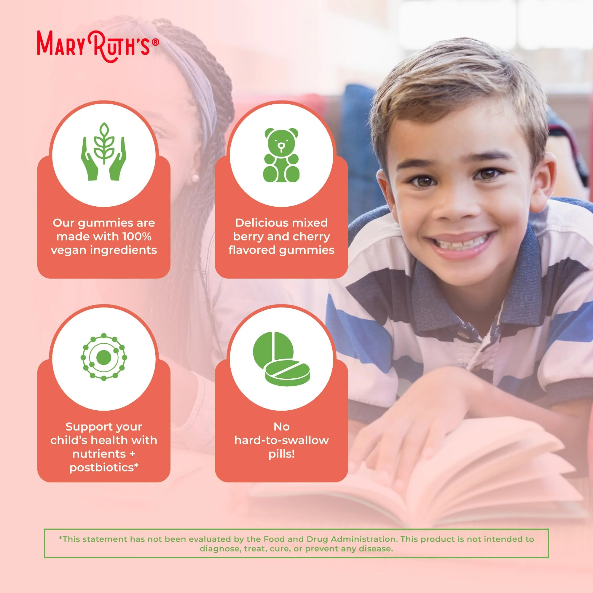 MARYRUTH'S Kids Vitamins USDA Organic | Multivitamin Gummies + Postbiotics for Ages 4+ | Multivitamin for Kids with Lactobacillus Rhamnosus | Children’s Vitamins | Vegan | Non-GMO | 60 Count - Image 6