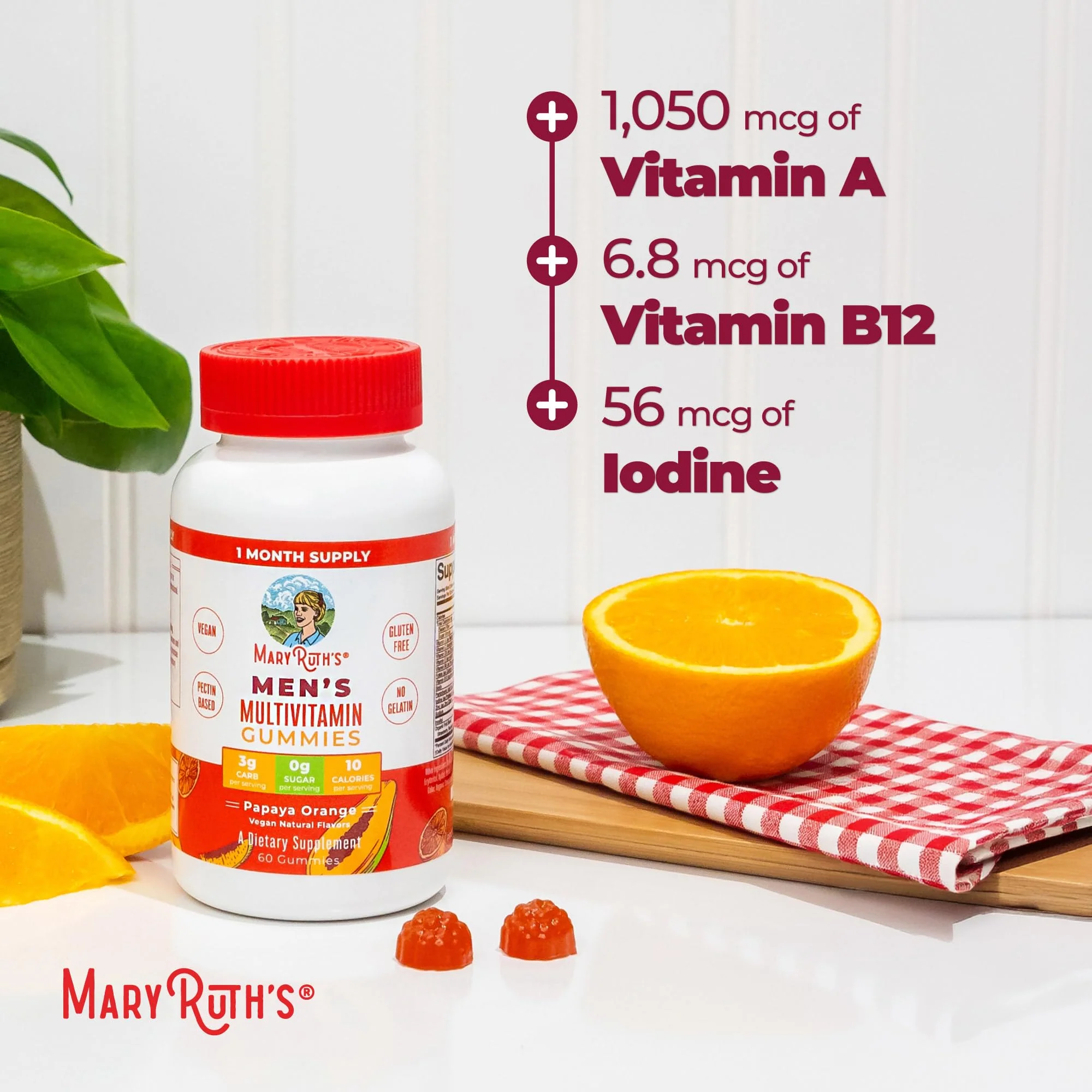 MARYRUTH'S Multivitamin Gummies for Men | Vitamin A, C, D, E, B6, B12, Biotin, Zinc | Energy Metabolism | Immunity | Bone Health | Cellular Health | Vegan | Non-GMO | Gluten & Sugar Free | 60 Count - Image 8