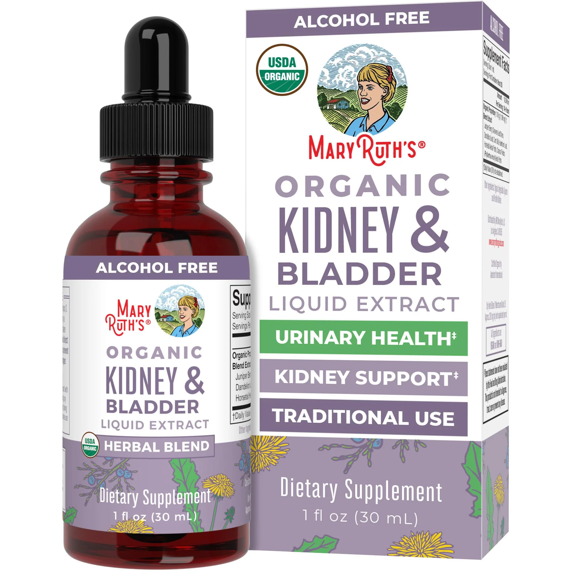 MARYRUTH'S Organics Herbal Supplement Drops | Support Renal & Urinary Systems | Juniper Berry | Cleavers | Dandelion | Hawthorn | Horsetail & Chanca Piedra | Vegan | Non-GMO | 1 Fl Oz - Image 2