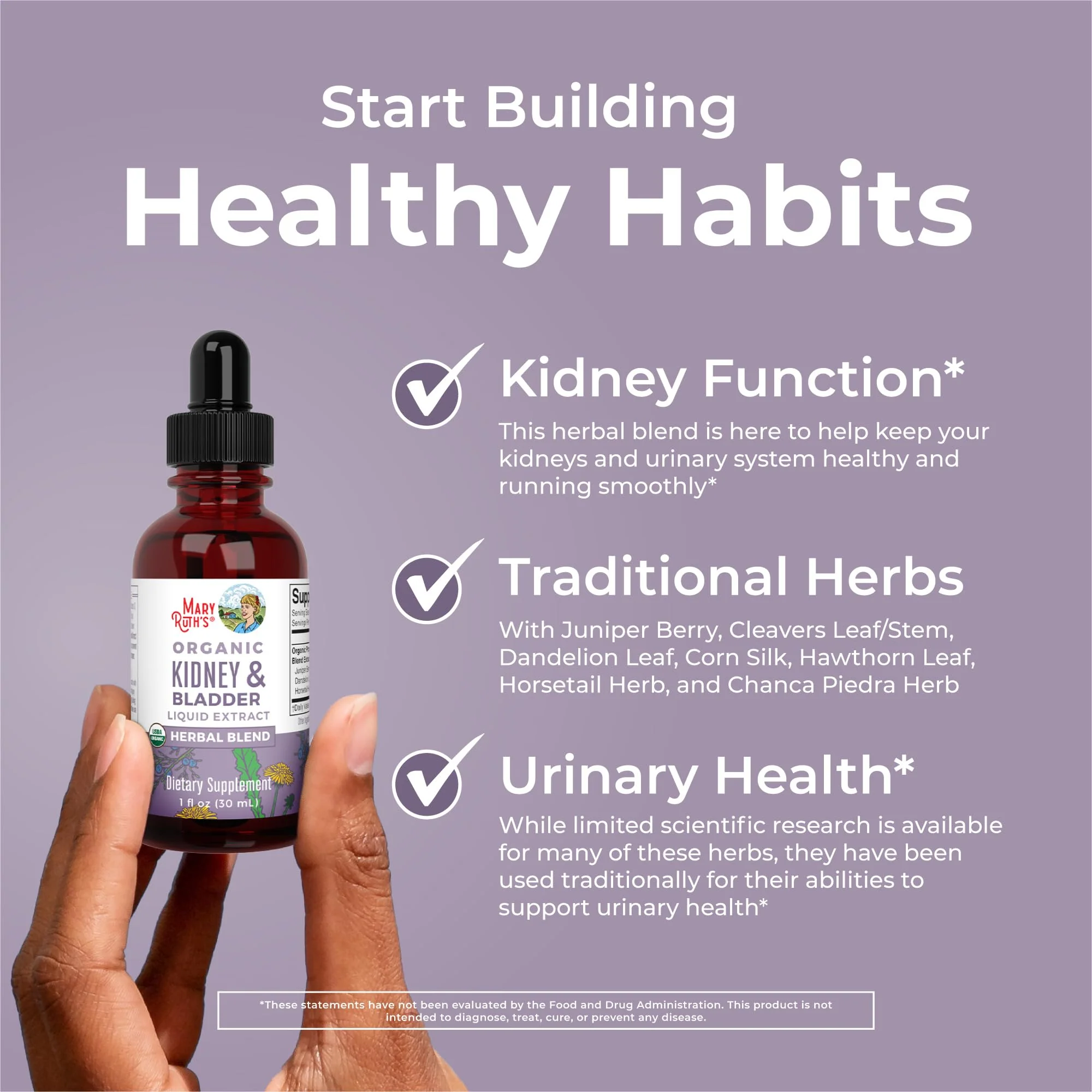 MARYRUTH'S Organics Herbal Supplement Drops | Support Renal & Urinary Systems | Juniper Berry | Cleavers | Dandelion | Hawthorn | Horsetail & Chanca Piedra | Vegan | Non-GMO | 1 Fl Oz - Image 6