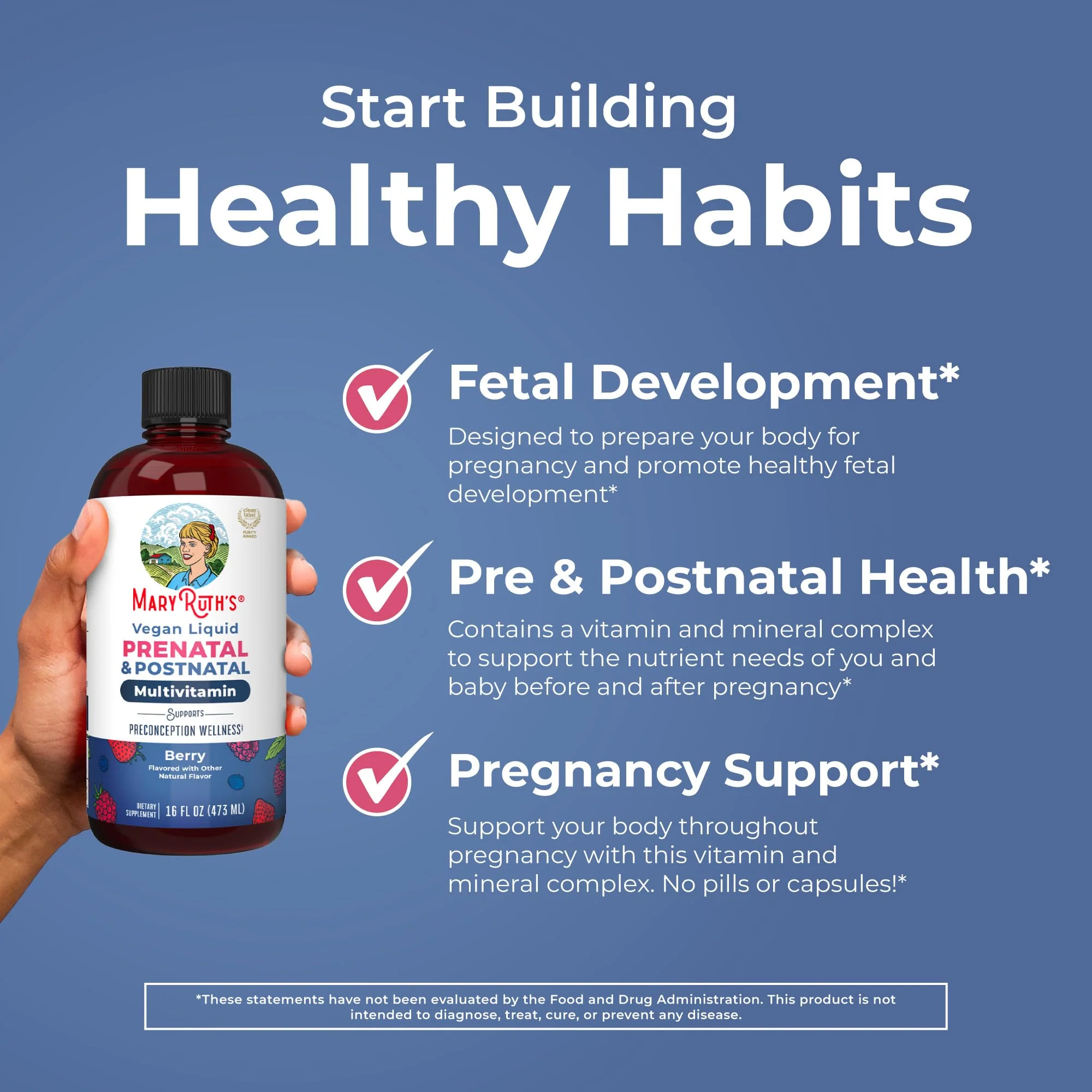 MARYRUTH'S Postnatal & Prenatal Vitamins for Women | Sugar Free | Womens Multivitamin for Pre-Conception, Pregnancy & Nursing | Ginger | Selenium | Folate | Vegan | Non-GMO | Gluten Free | 16 oz - Image 5