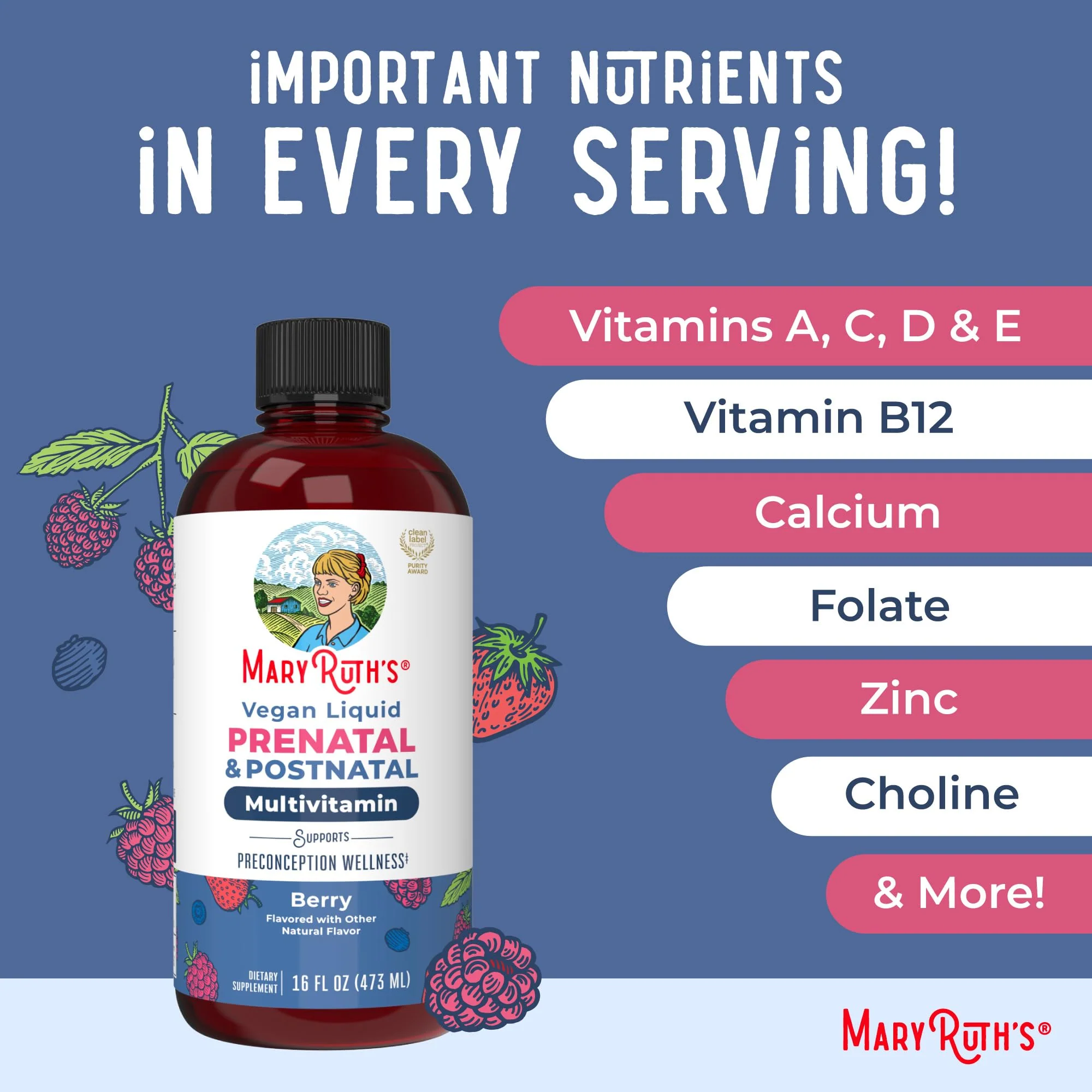 MARYRUTH'S Postnatal & Prenatal Vitamins for Women | Sugar Free | Womens Multivitamin for Pre-Conception, Pregnancy & Nursing | Ginger | Selenium | Folate | Vegan | Non-GMO | Gluten Free | 16 oz - Image 7