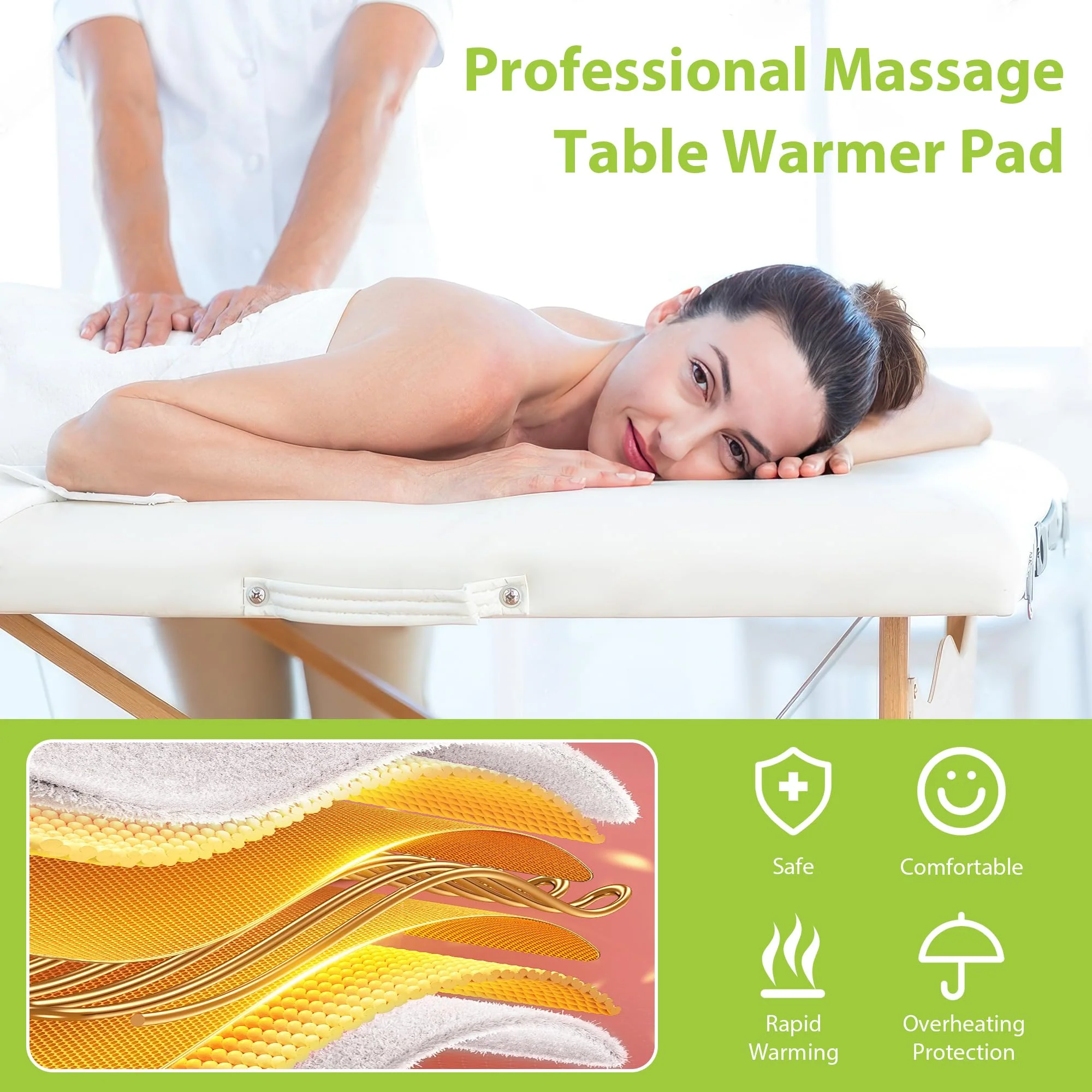 Massage Table Warmer Heating Pad Professional SPA Massage Bed Warmer with Timer, 9 Heat Setting, Overheat Protection for Massage Bed & Spa, Thickened & Soft Fleece, 30" x 71" - Image 4