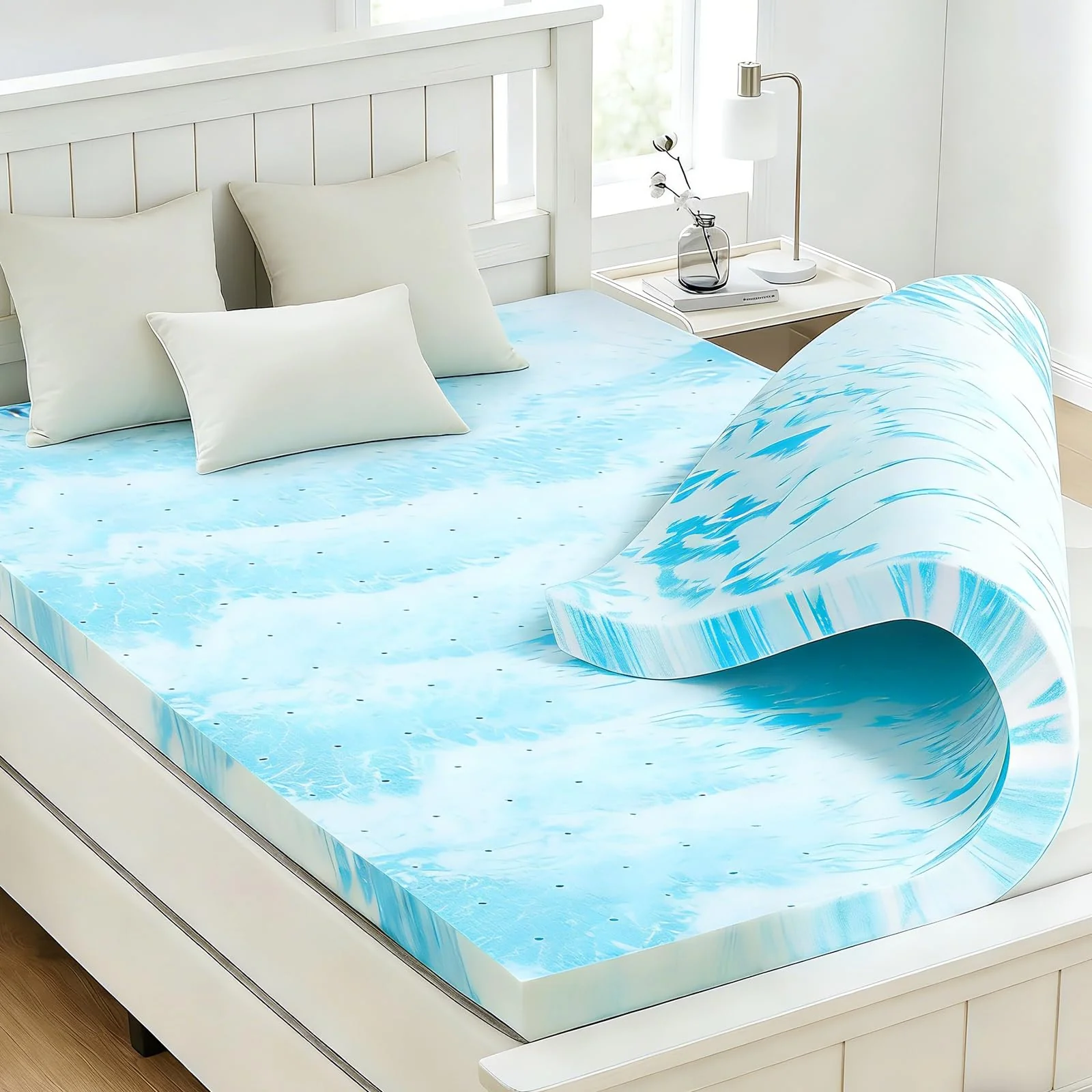 Mattress Topper Queen, 3 Inch Gel Memory Foam Bed Topper for Queen Size Bed, CertiPUR-US Certified, Blue - Image 9