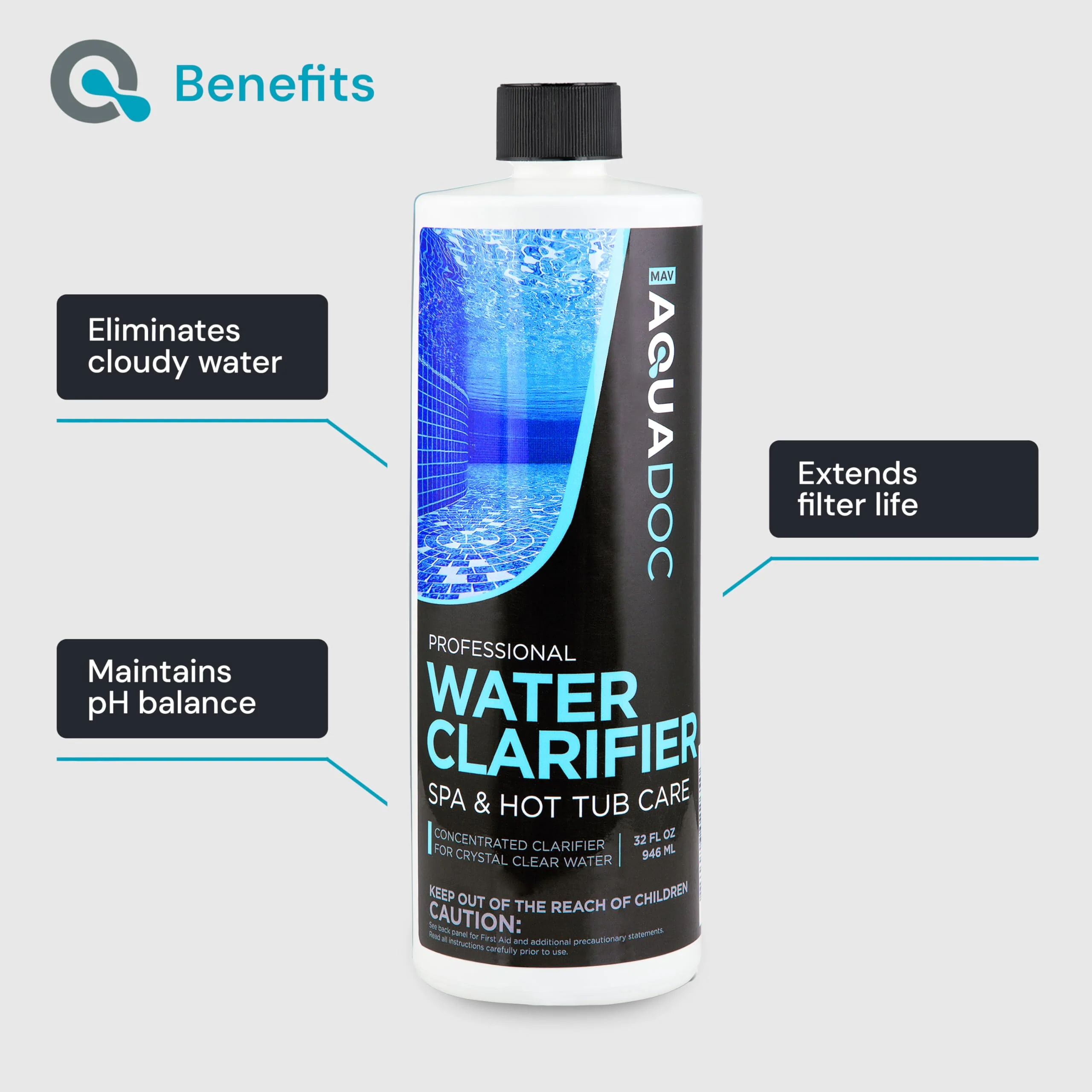MAV AquaDoc Spa Clarifier & Hot Tub Clarifier for Fast Acting Cloudy Water Treatment, The Spa Clarifier Hot Tub Owners Love, Use Our Hot Tub Water Clarifier to Keep Your Spa Clear & Balanced - 32oz - Image 5