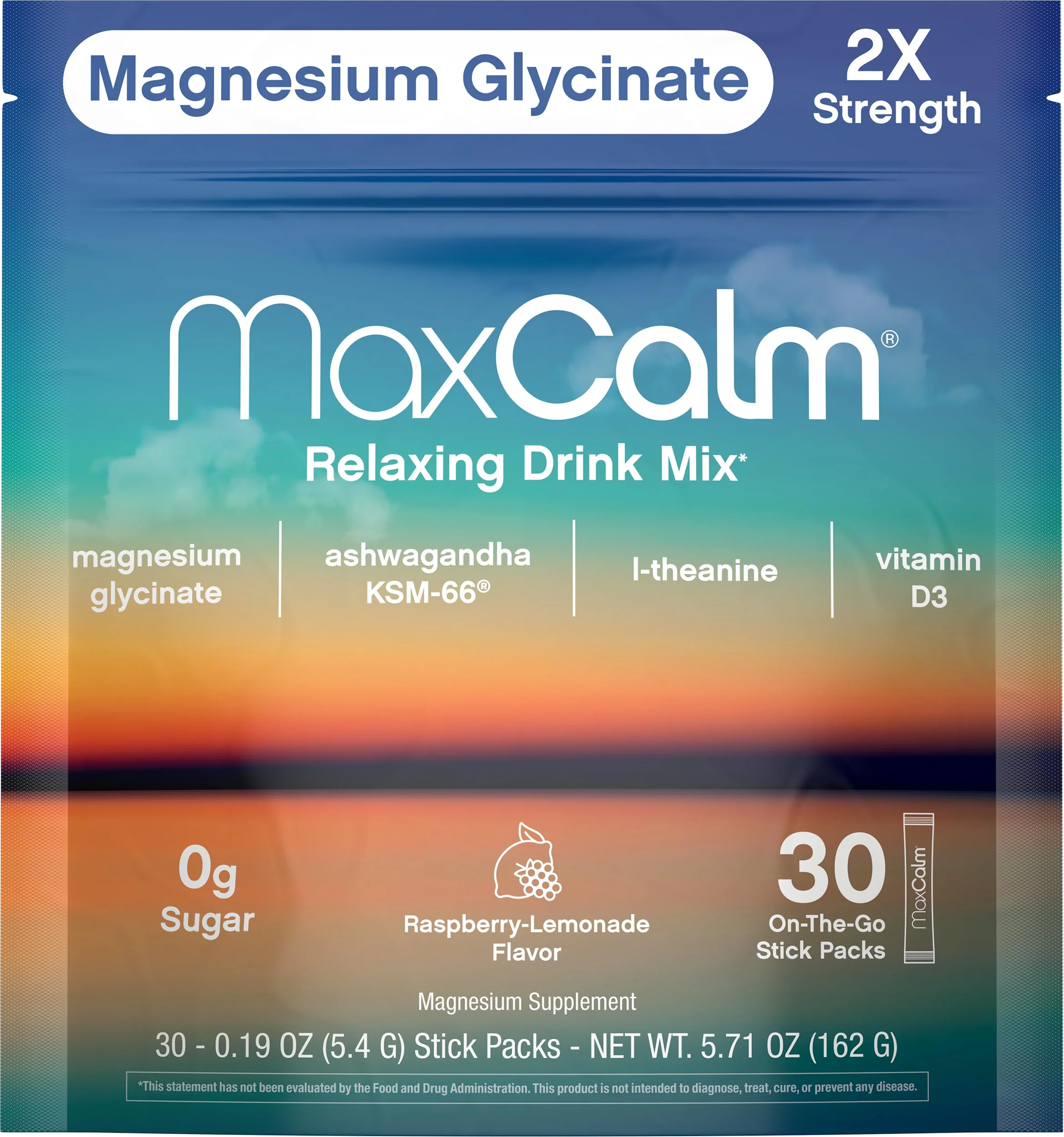 Max Calm Relaxing Drink Mix | Raspberry-Lemonade Flavor | Magnesium & KSM-66 Ashwagandha Supplement | Supports Relaxation | 30 Single-Serve Packets - Image 7