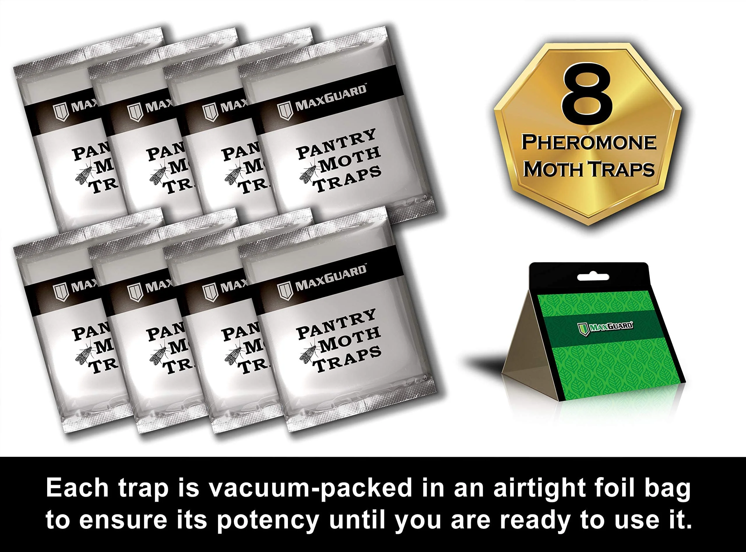 Maxguard Pantry Moth Traps (8 Pack) with Extra Strength Pheromones | Non-Toxic Sticky Glue Trap for Food and Cupboard Moths in Your Kitchen | Trap & Kill Pantry Pests | - Image 6