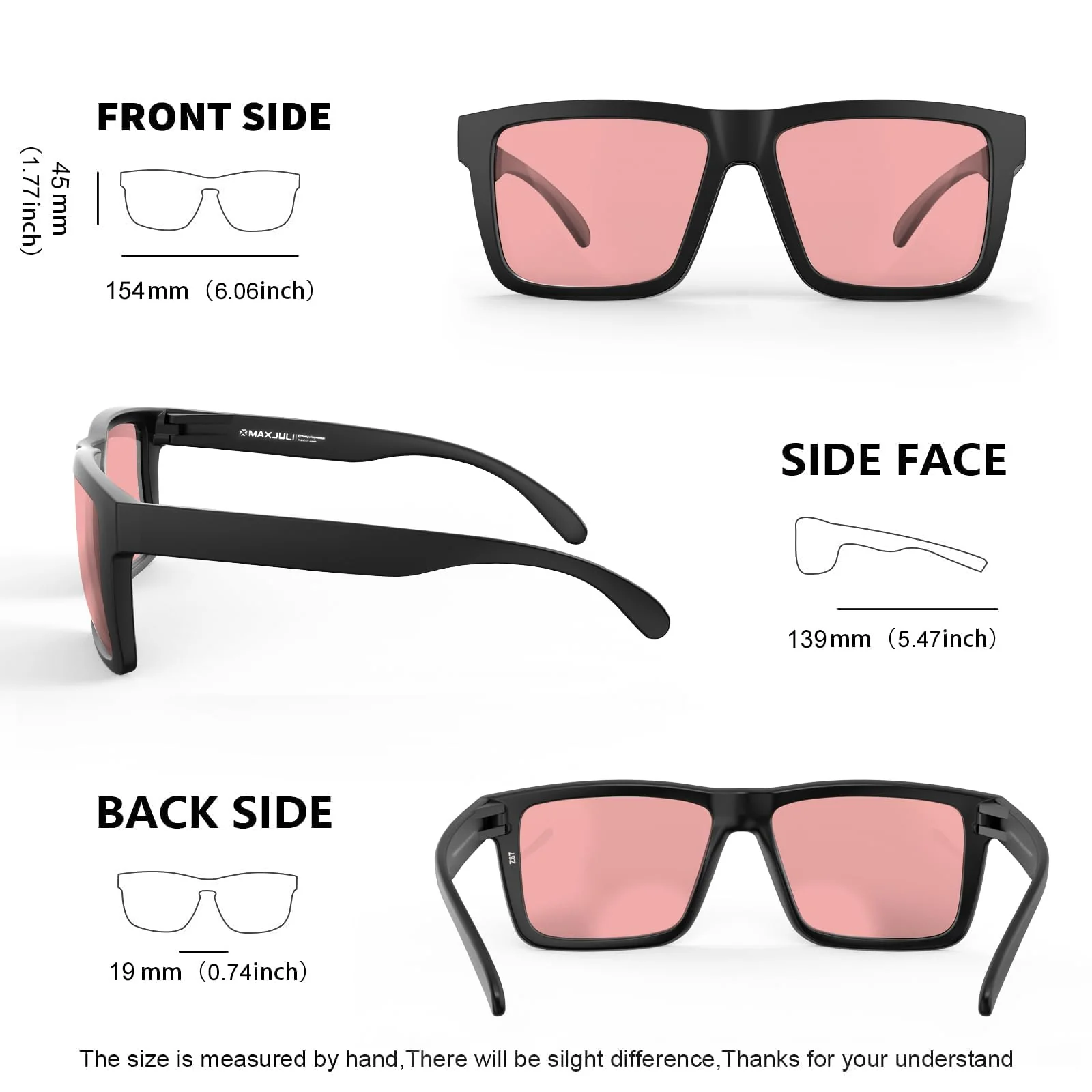 MAXJULI XXL FL-41 Rose Blue Light Blocking Glasses for Photophobia Light Sensitivity,for Computer Gaming, Screen Fatigue & UV Protection 8228 (Black/FL-41 Rose) - Image 4