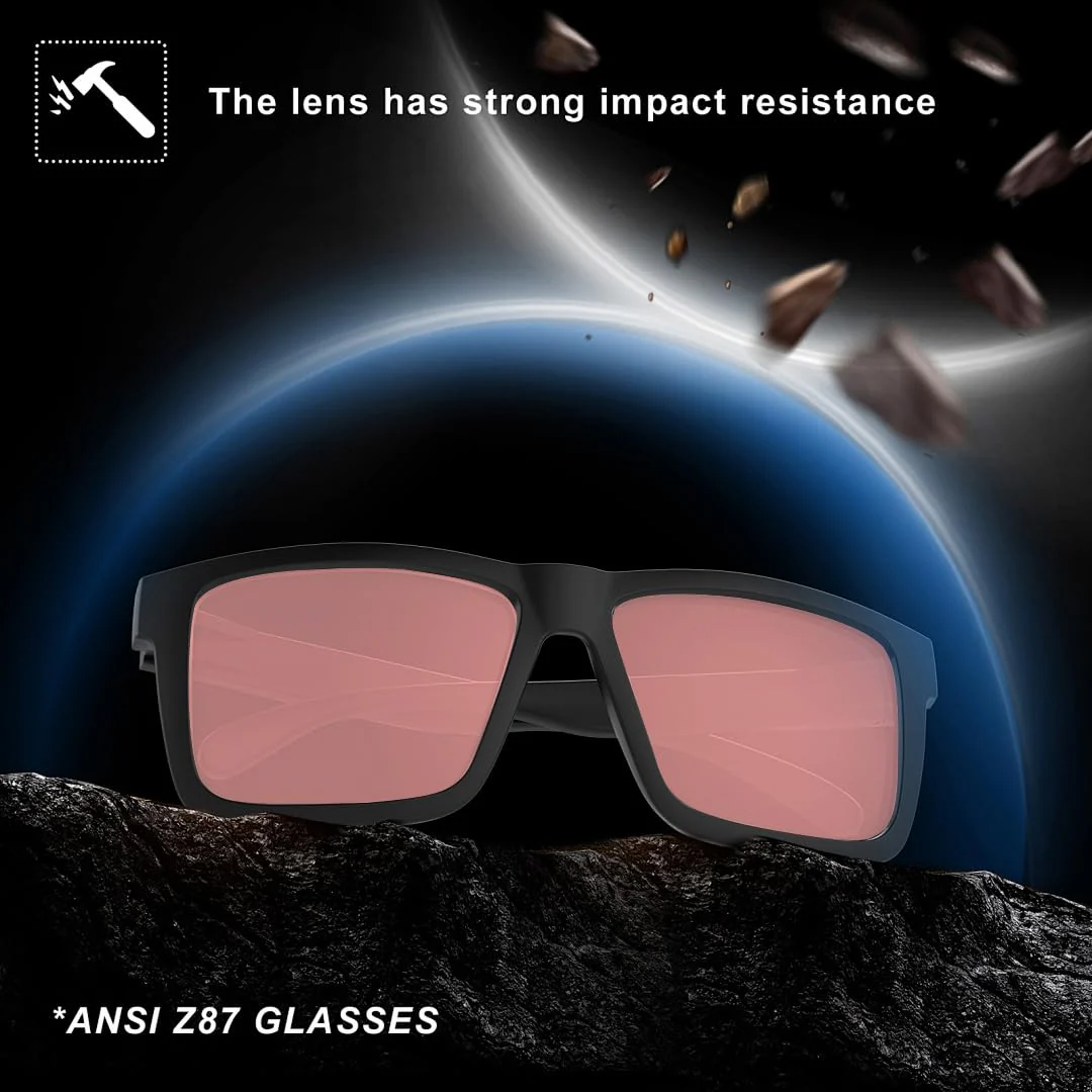 MAXJULI XXL FL-41 Rose Blue Light Blocking Glasses for Photophobia Light Sensitivity,for Computer Gaming, Screen Fatigue & UV Protection 8228 (Black/FL-41 Rose) - Image 5
