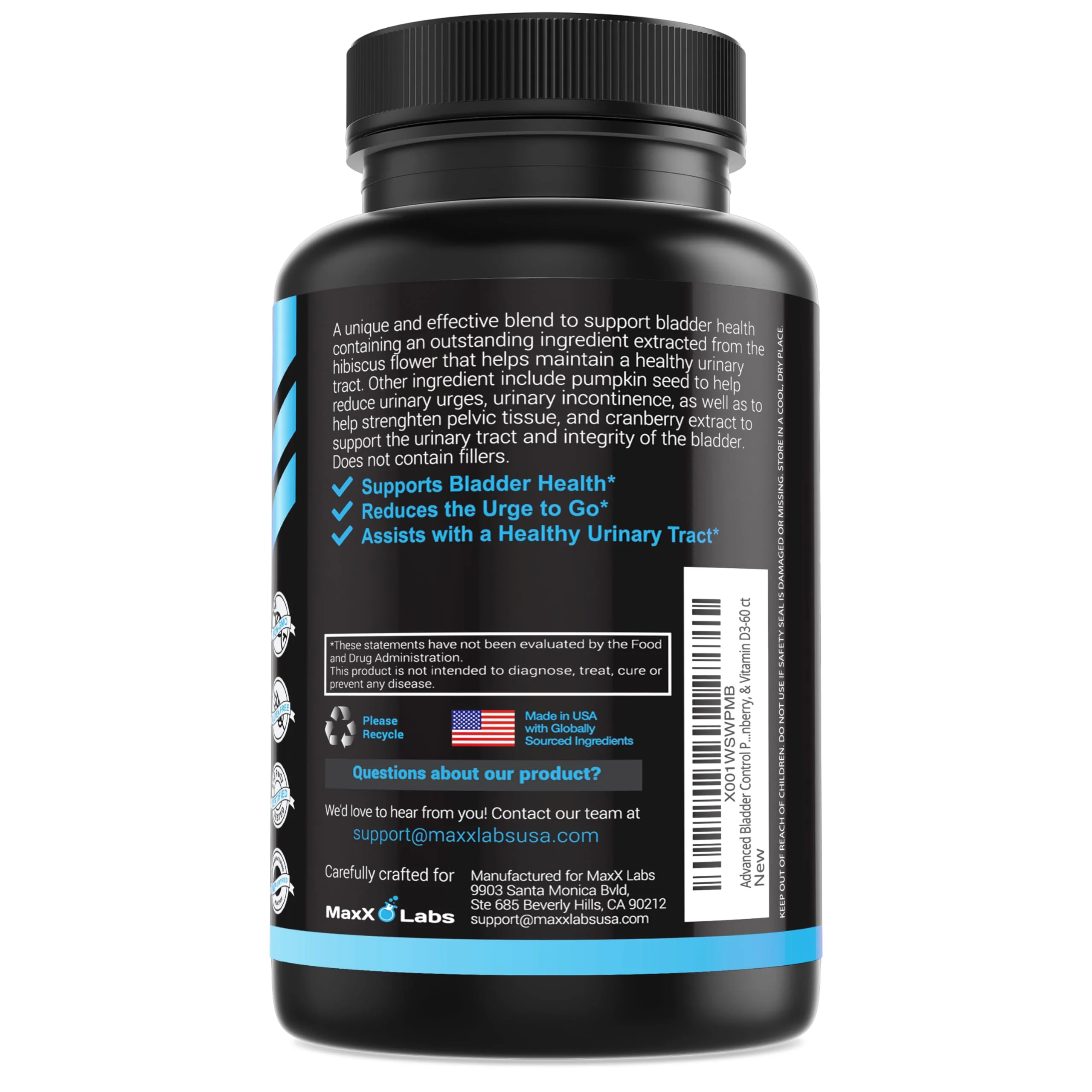 MaxX Labs Advanced Bladder Control Supplements for Women & Men - Supports Urinary Tract Health - Helps Overactive Bladder & Urinary Tract Infection - Cranberry Pills + Pumpkin Seed Oil Extract, 60 Ct - Image 2