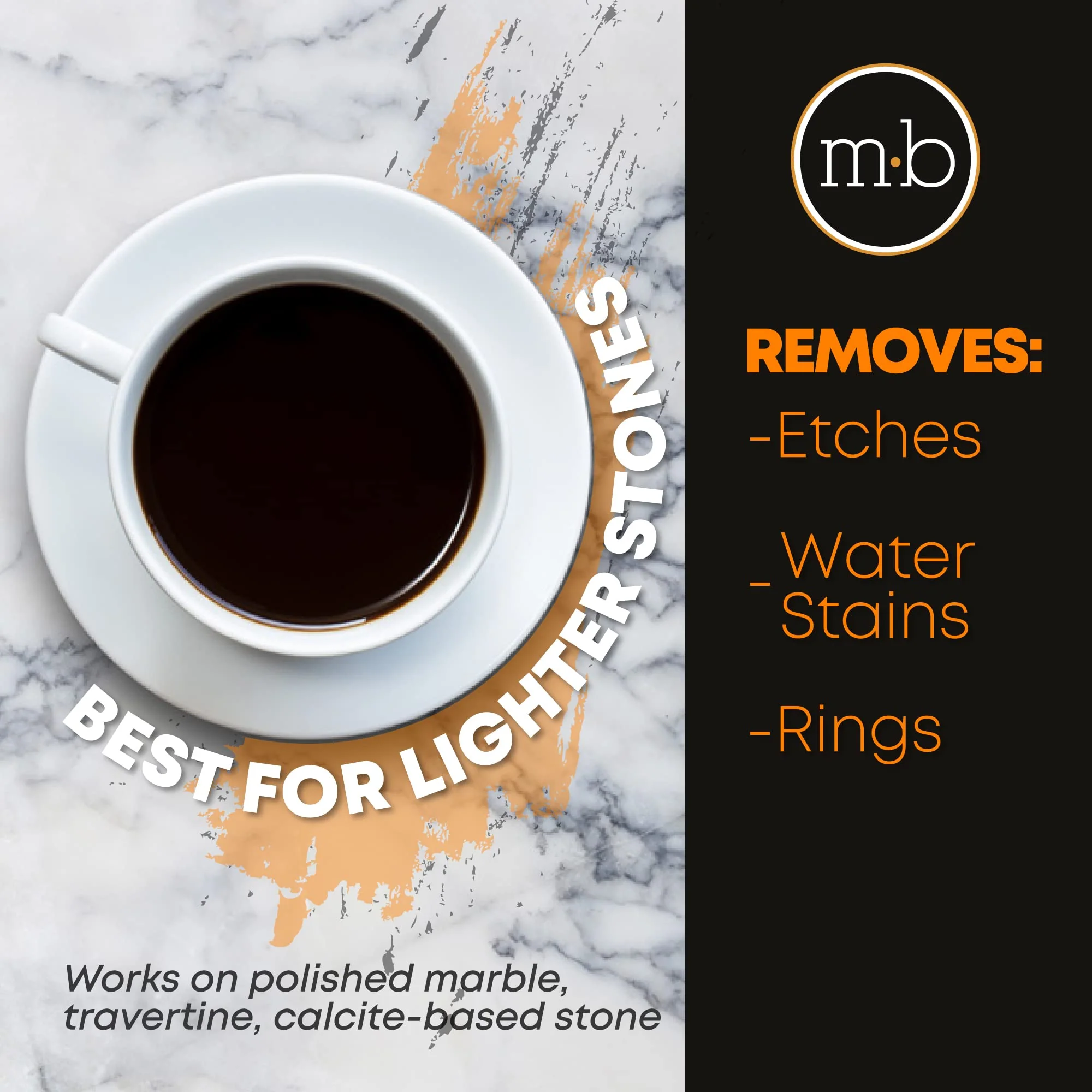 MB-11 Marble Polishing Powder with Microfiber Cloth and Gloves - Spot Polish Water Stains, Rings or Etches to Restore Marble, Travertine, Limestone or Onyx - Image 2
