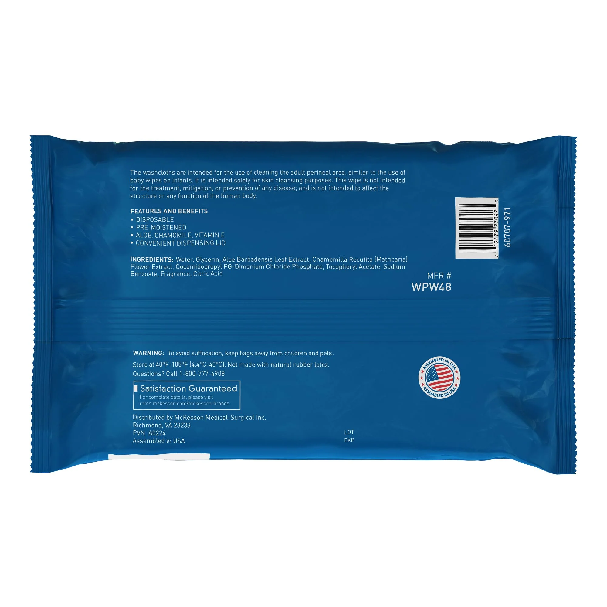 McKesson Washcloth Wipes for Adults, Scented (6 Pack, 576 Washcloths) Disposable Wash Cloths for Body - No-Rinse Formula with Snap Lid - Good for Incontinence and Elderly - 96 Wipes Per Pack - Image 3