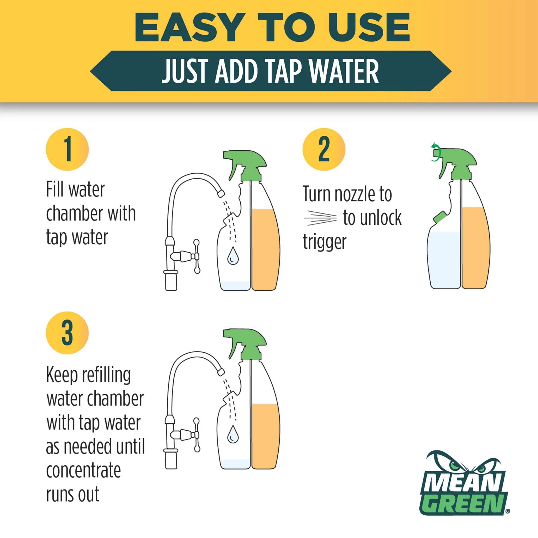 Mean Green Refillable Ultra Powered Bathroom Cleaner Concentrate, Tropical Breeze, 14.3 fl oz (2-Pack) – Plant & Mineral Based, Removes 100% of Soap Scum, Refillable Bottle Makes 4X Refills - Image 5