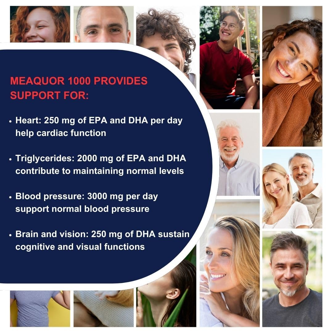 Meaquor 1000 Omega 3 Fish Oil Capsules IFOS Certified - Omega3 1000mg Supplement with EPA and DHA - No Aftertaste (60 Softgel Caps) - Image 4