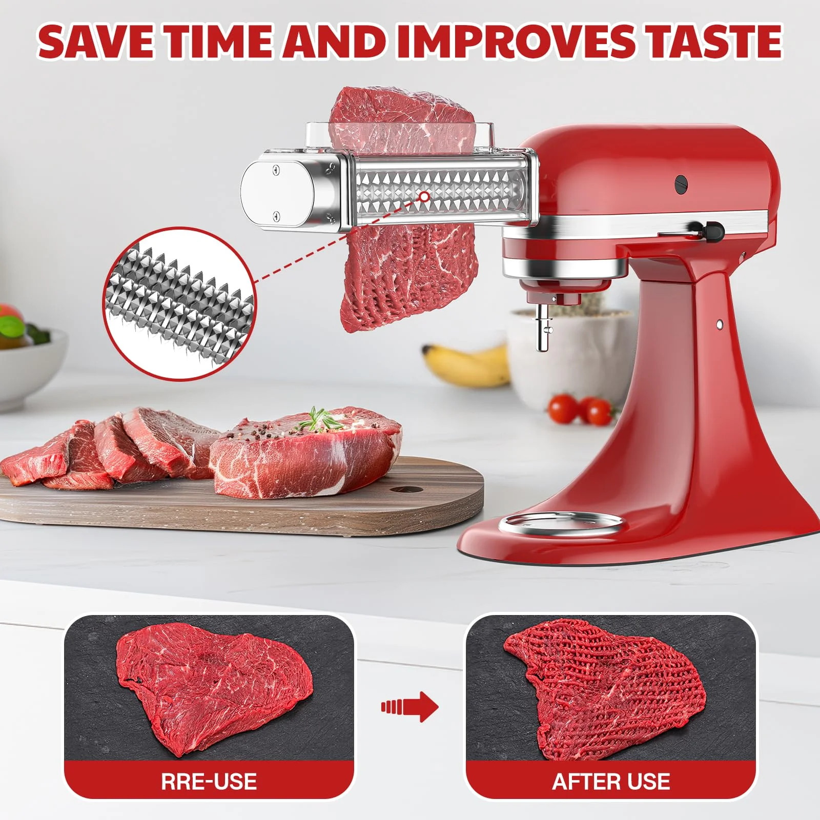 Meat Tenderizer Attachment for Kitchenaid Stand Mixer, Meat Tenderizer Machine for Kitchenaid Mixer Accessories, Meat Tenderizer with Stainless Steel Gears by Cofun - Image 3