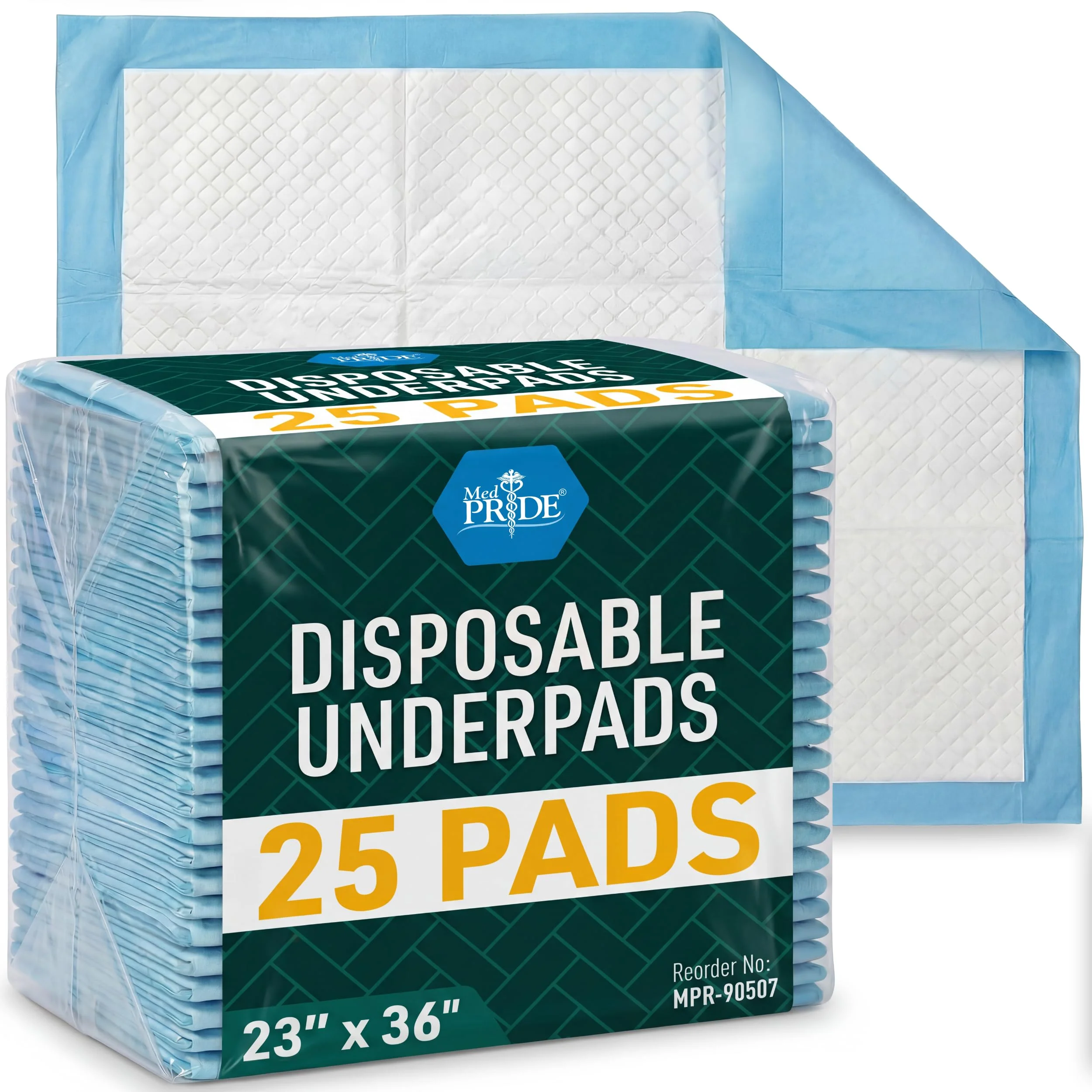 MED PRIDE Disposable Underpads 23'' X 36'' (25-Count) Incontinence Pads, Chux, Bed Covers, Puppy Training | Thick, Super Absorbent Protection for Kids, Adults, Elderly | Liquid, Urine, Accidents - Image 2