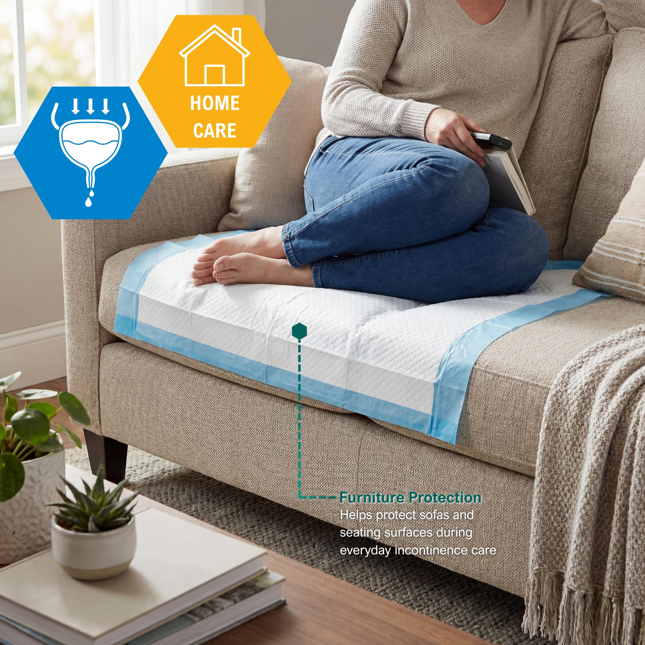 MED PRIDE Disposable Underpads 23'' X 36'' (25-Count) Incontinence Pads, Chux, Bed Covers, Puppy Training | Thick, Super Absorbent Protection for Kids, Adults, Elderly | Liquid, Urine, Accidents - Image 6