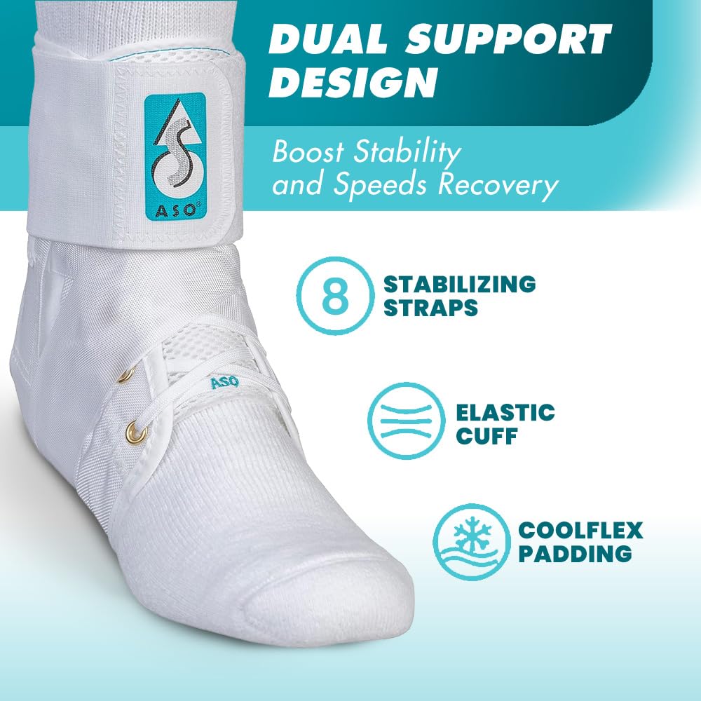 Med Spec ASO Ankle Stabilizer (X-Small, White) – Lace Up Ankle Brace for Sprained Ankle and Peroneal Tendonitis, Orthopedic Ankle Support for Men, Women, Adults, Teens and Kids, Sports Injury Recovery, 264001 - Image 2