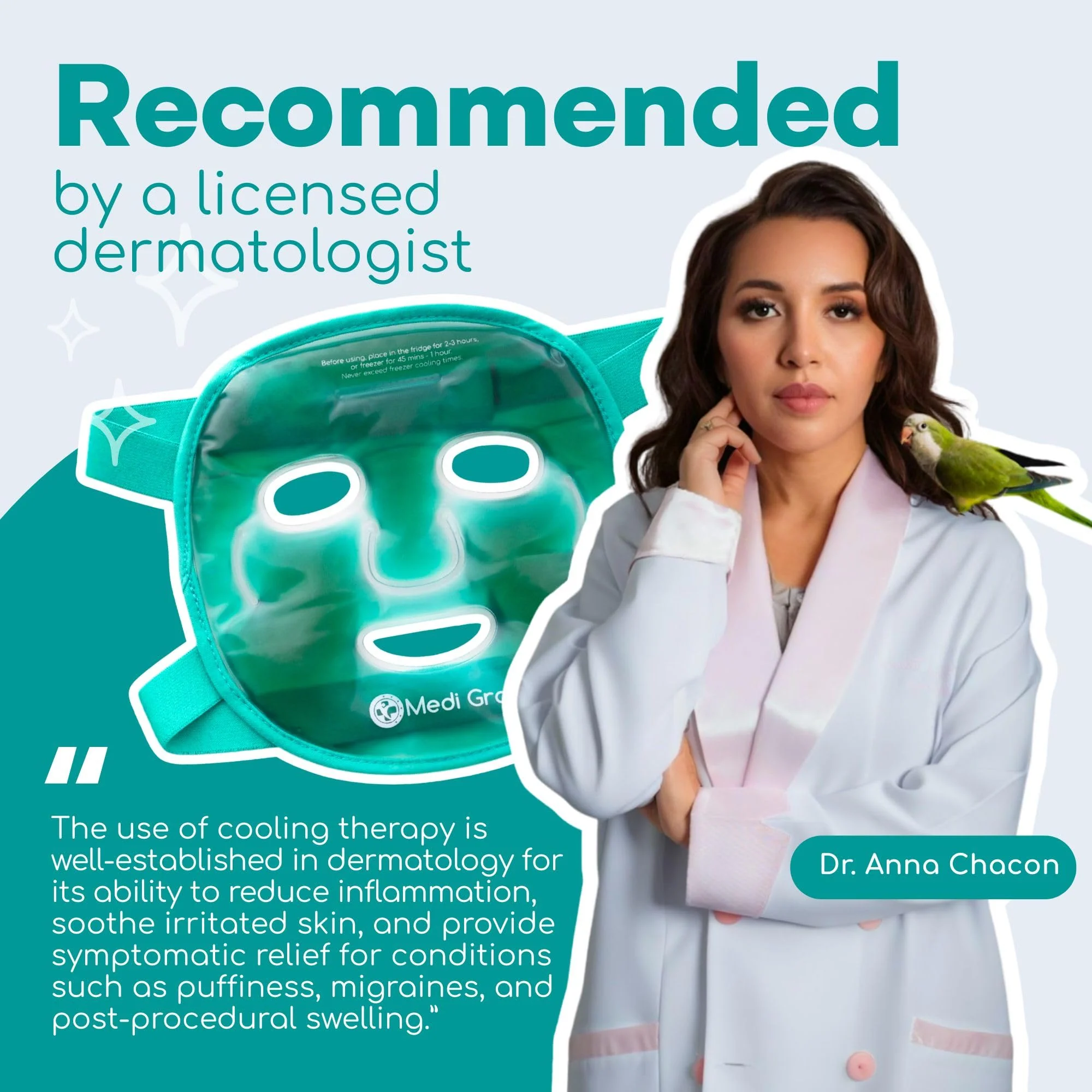 Medi Grade Cooling Face Mask set with Cooling Eye Mask for Puffy Eyes and Insulated Thermo-bag - Soothing Gel Ice Face Mask and Eye Ice Mask for Dark Circles and Puffiness - Cold Face Relaxation - Image 7